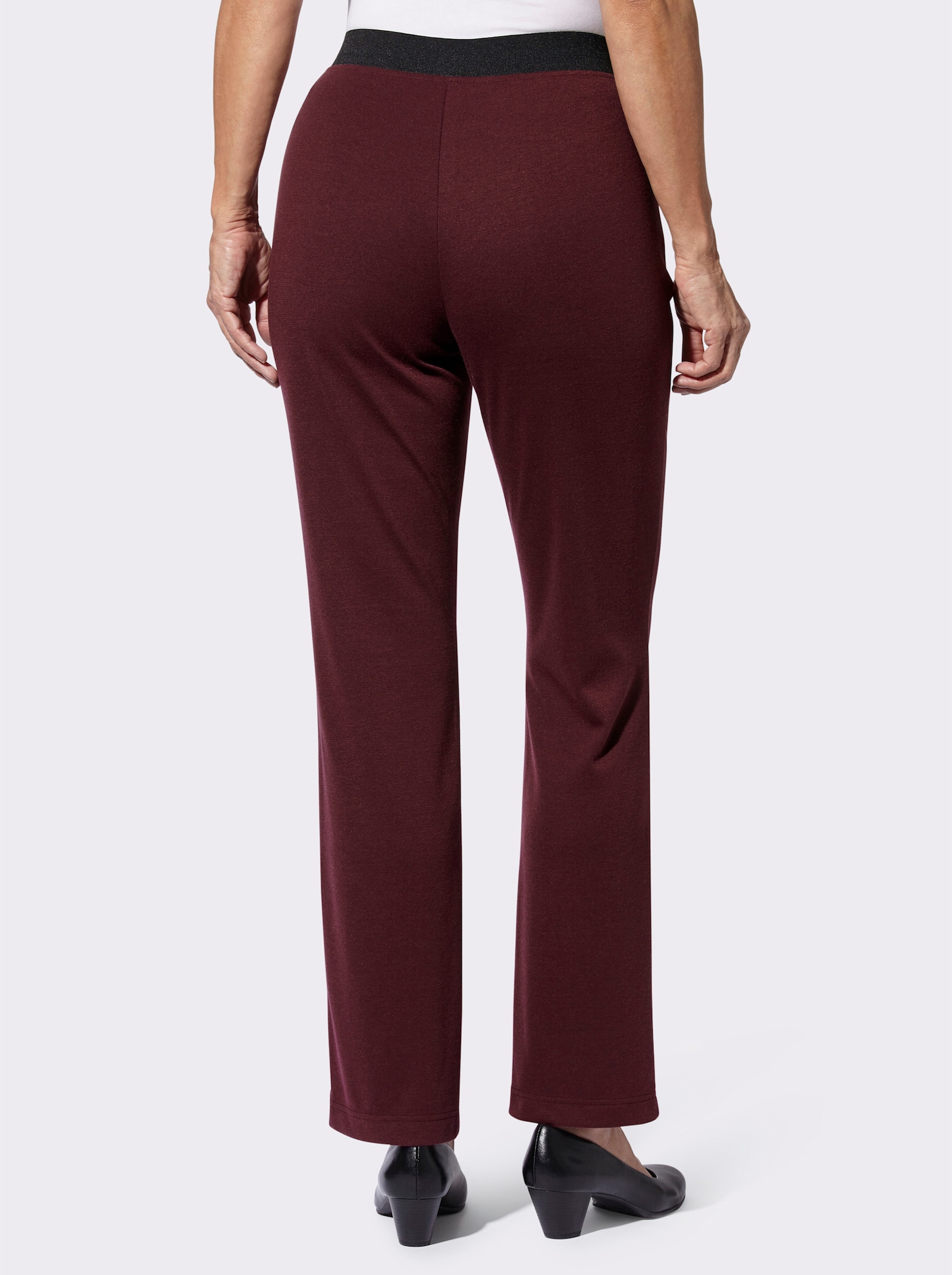 Jerseybroek met comfortband rondom - bordeaux + bordeaux/zwart geruit