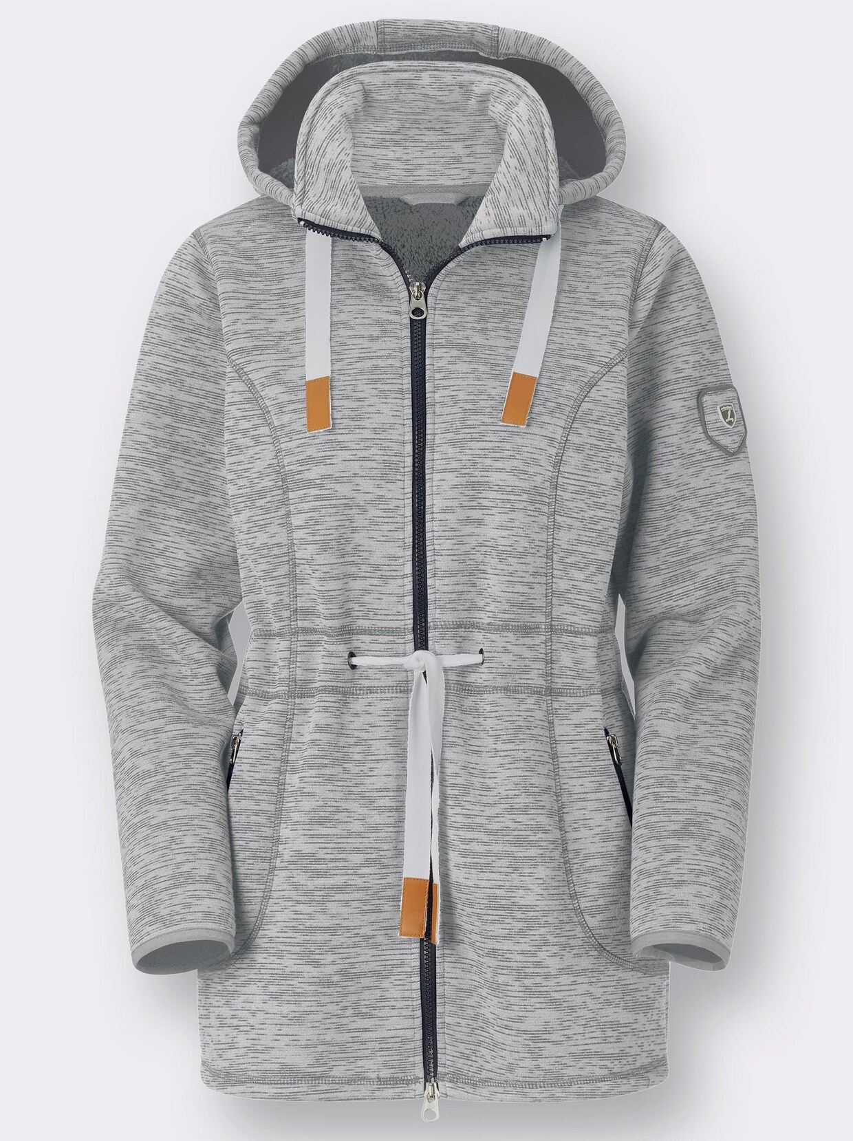 Strickfleecejacke - grau-meliert