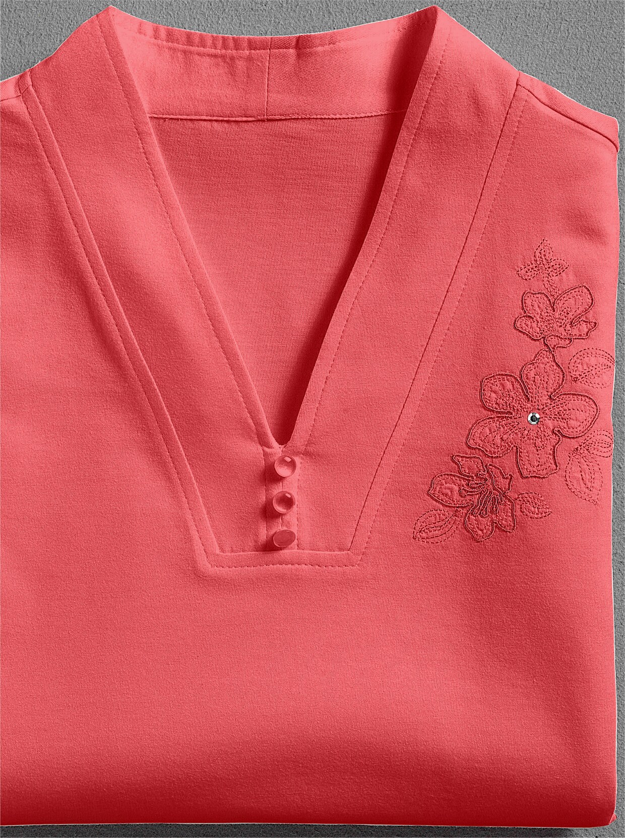 V-Shirt - korallenrot
