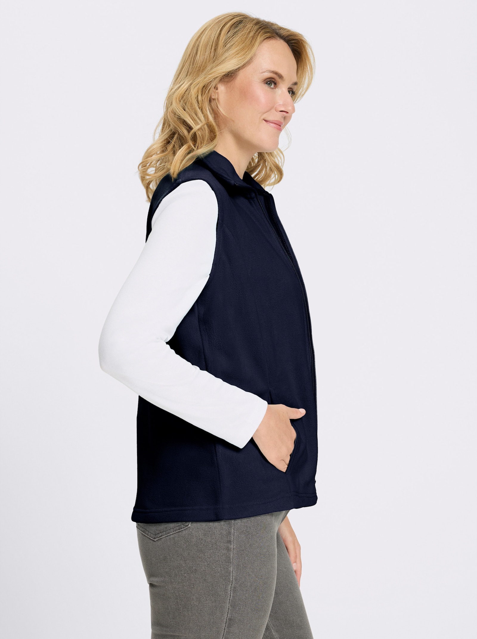 Fleeceweste mit Stickerei - marine