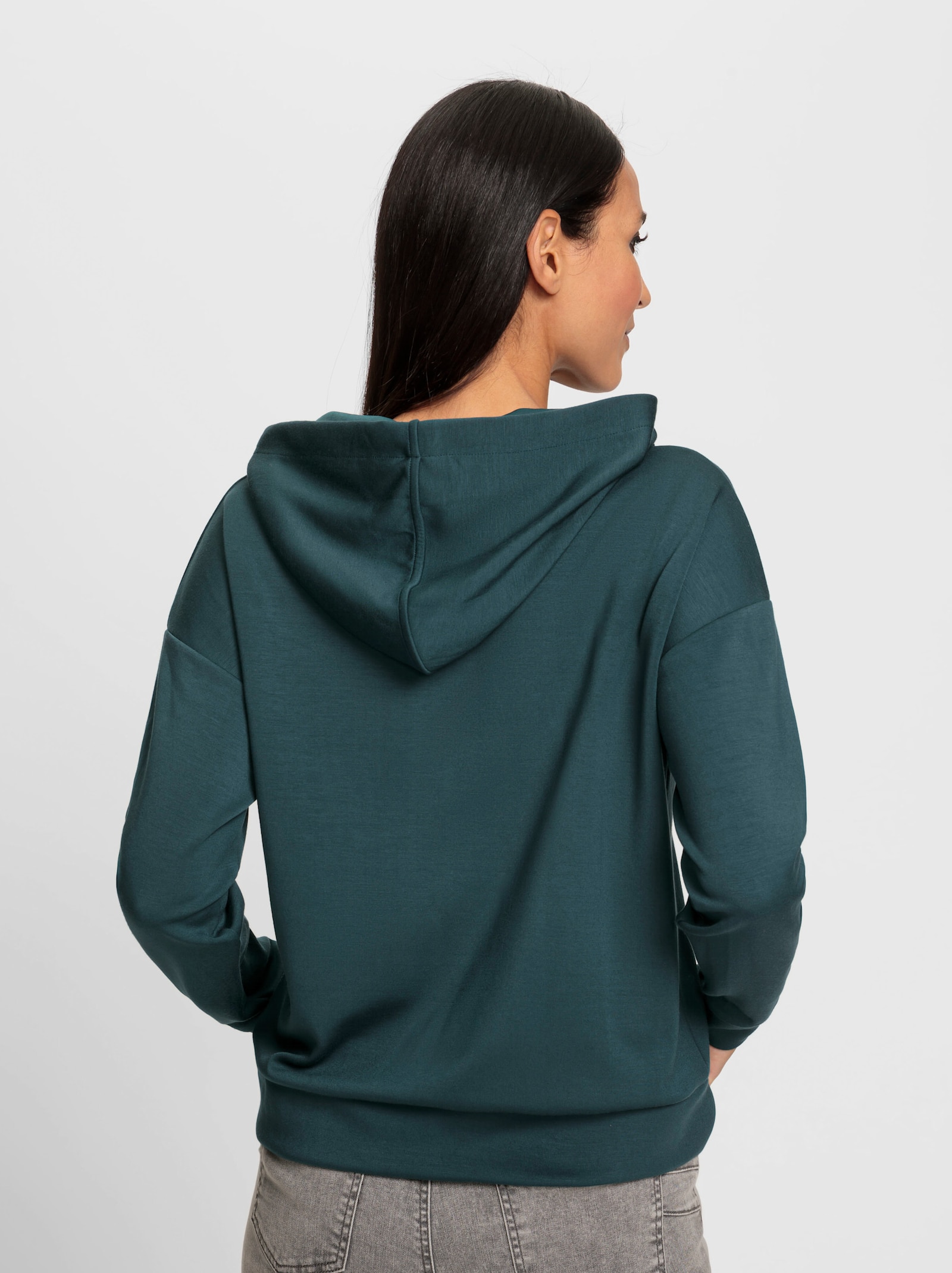 heine Hoodie met sierstuds - petrol