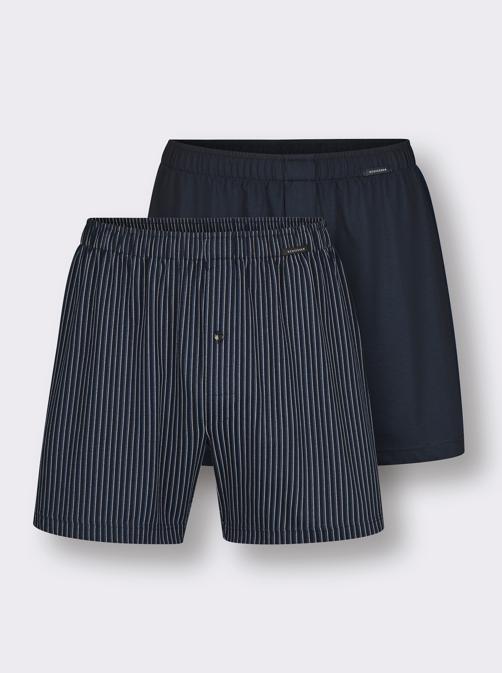 Schiesser Boxershorts mit Streifen - marine + marine-weiß-gestreift