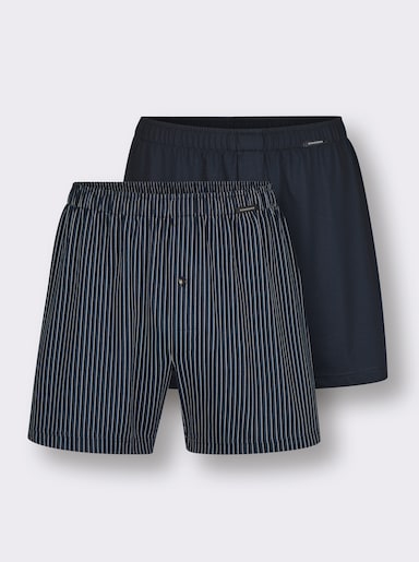Schiesser Boxershorts mit Streifen - marine + marine-weiß-gestreift