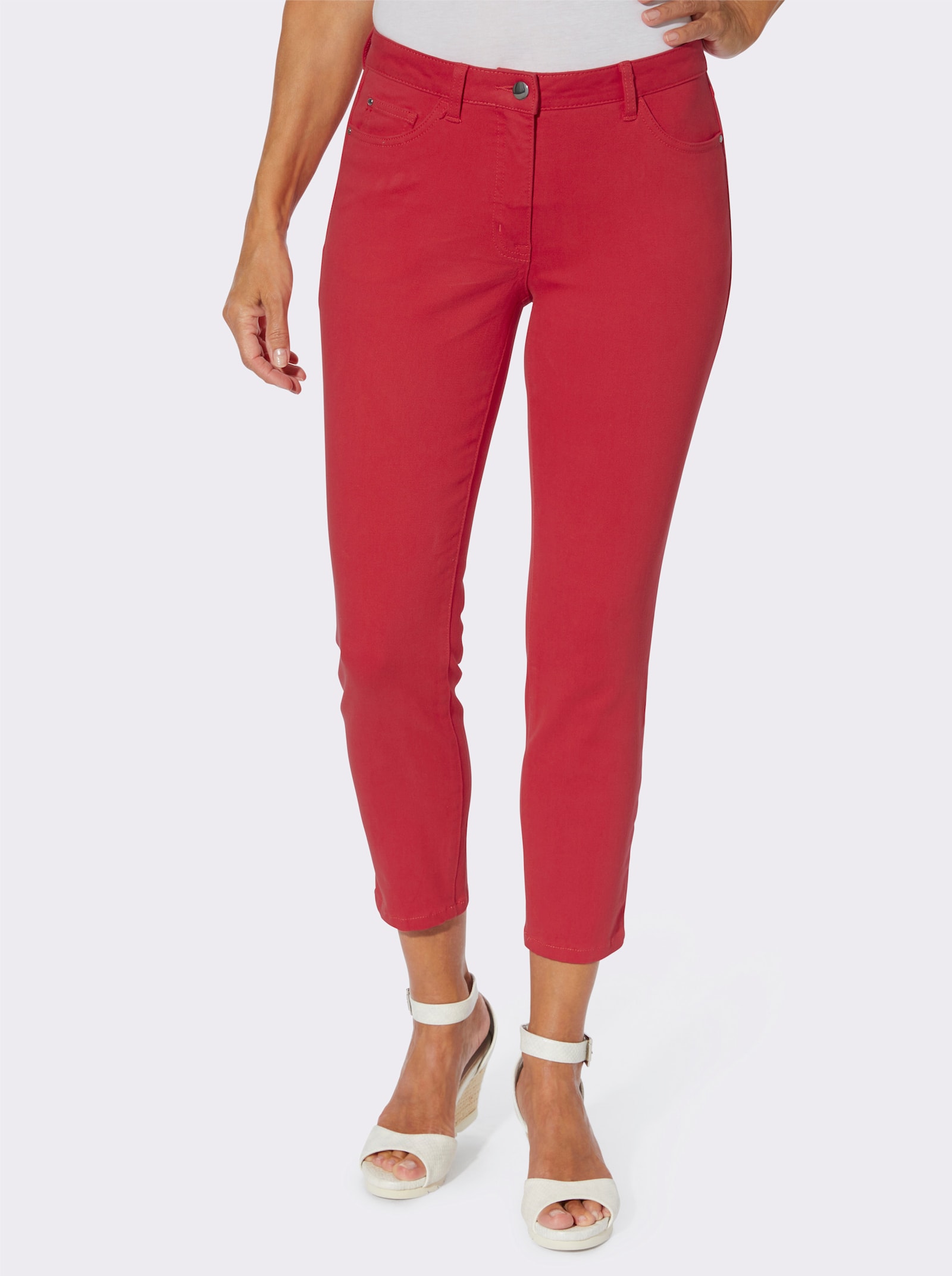 7/8-broek met bloemenborduursel - aardbei