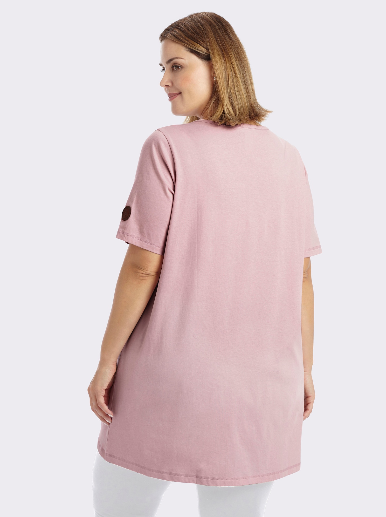 sheego Longshirt mit gerundetem Saum - hortensie
