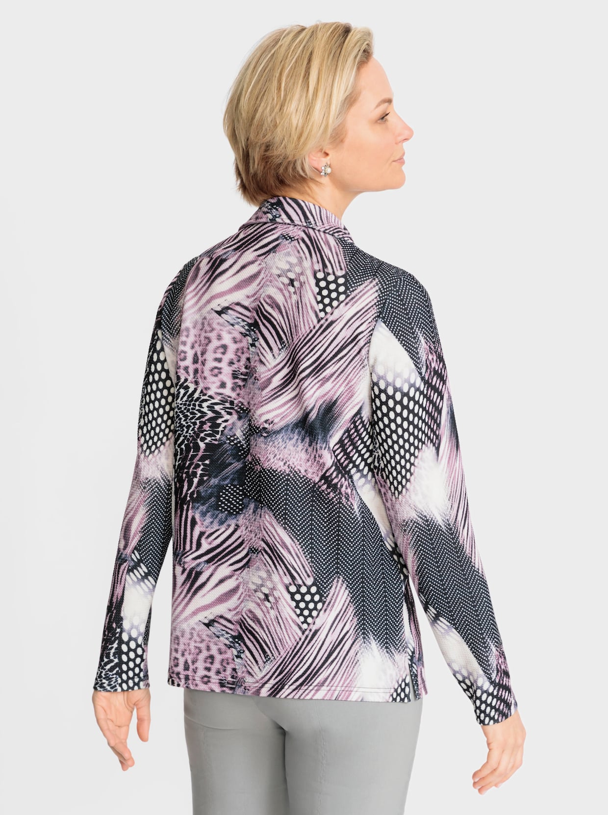 Poloshirt - roze/zwart geprint
