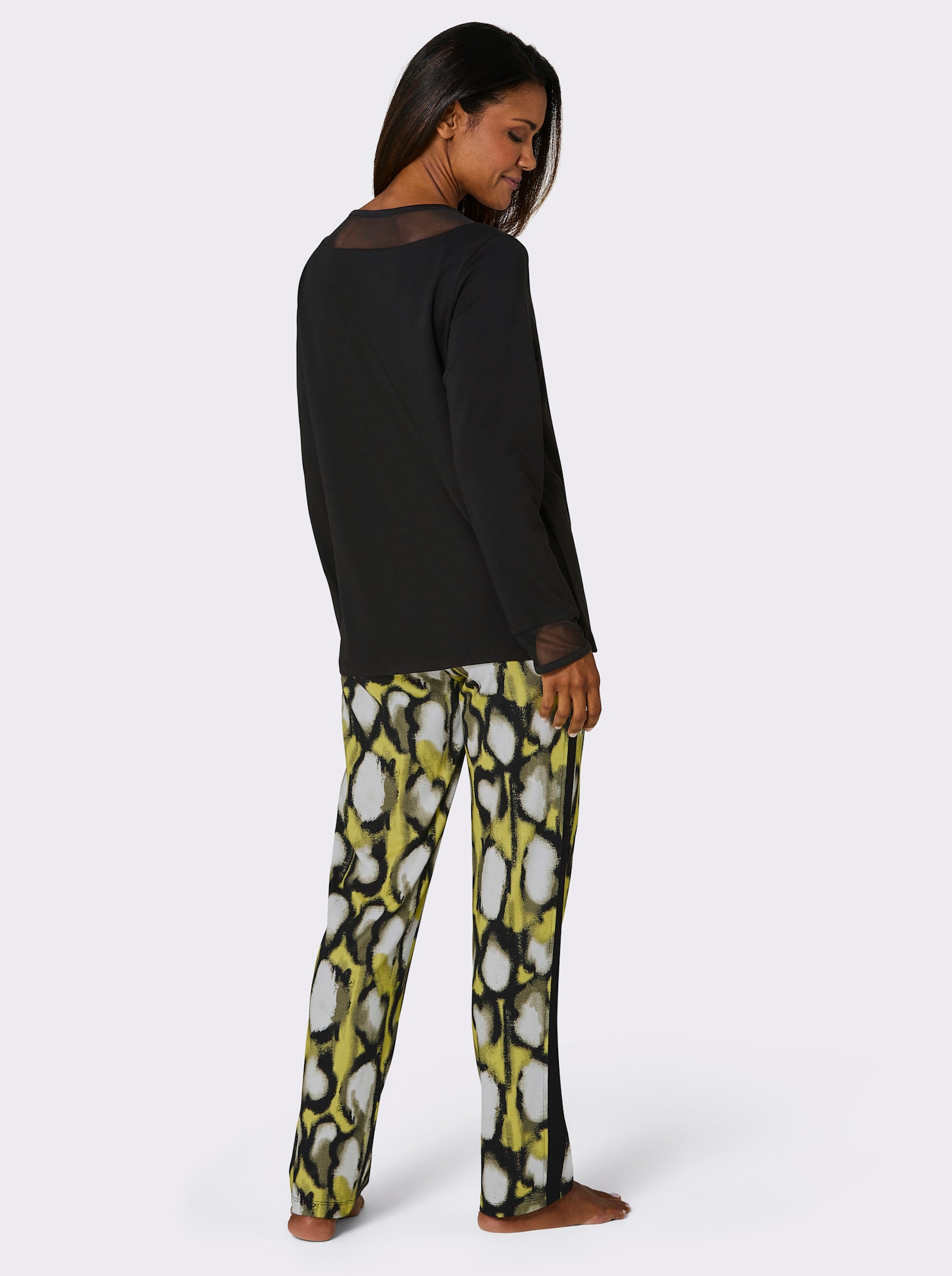 wäschepur Schlafanzug - schwarz-limone-bedruckt