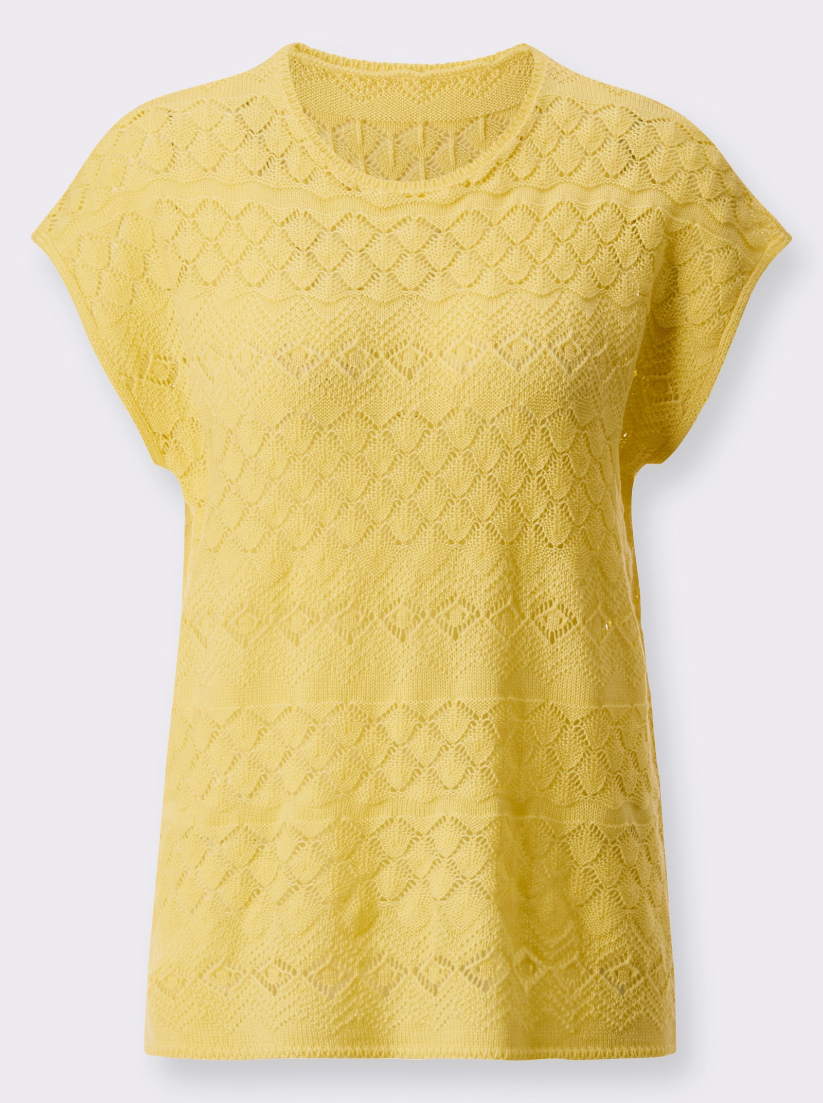 Kortärmad tröja med hålmönster - citron