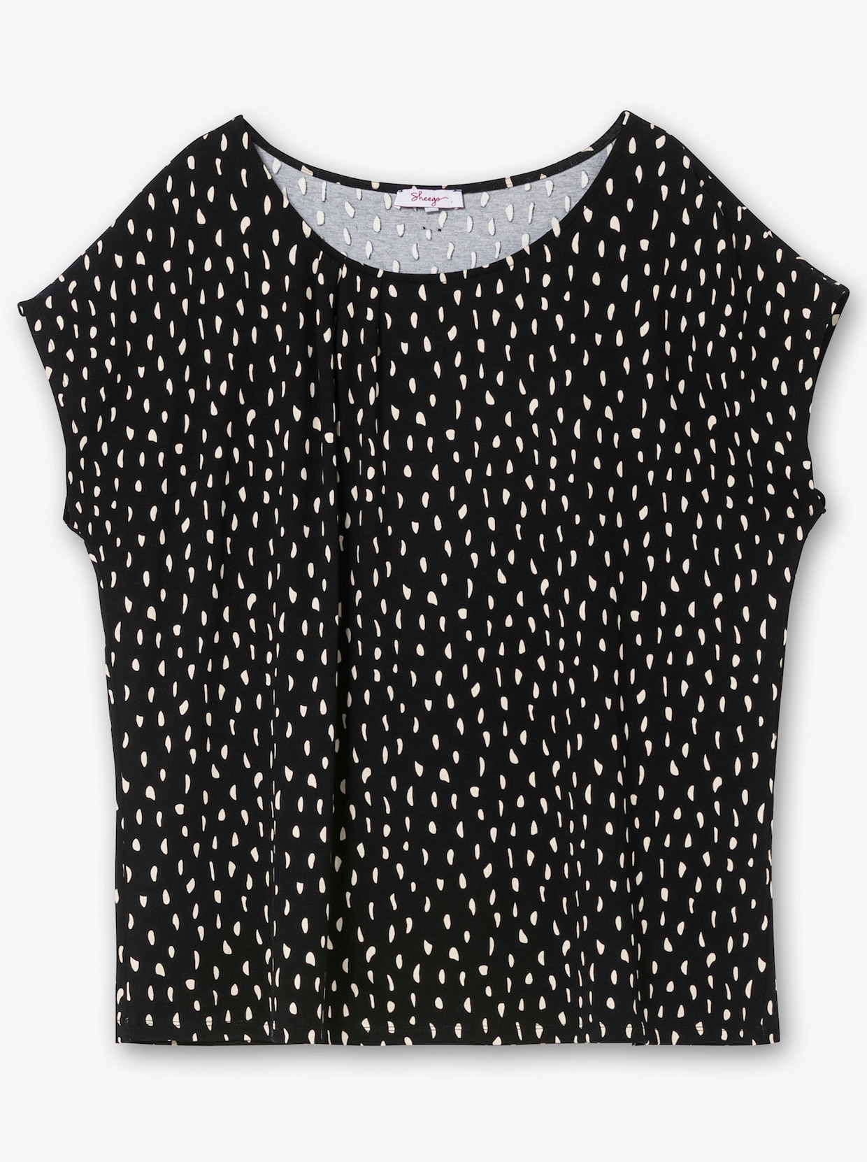 sheego Shirt met korte mouwen - zwart gedessineerd