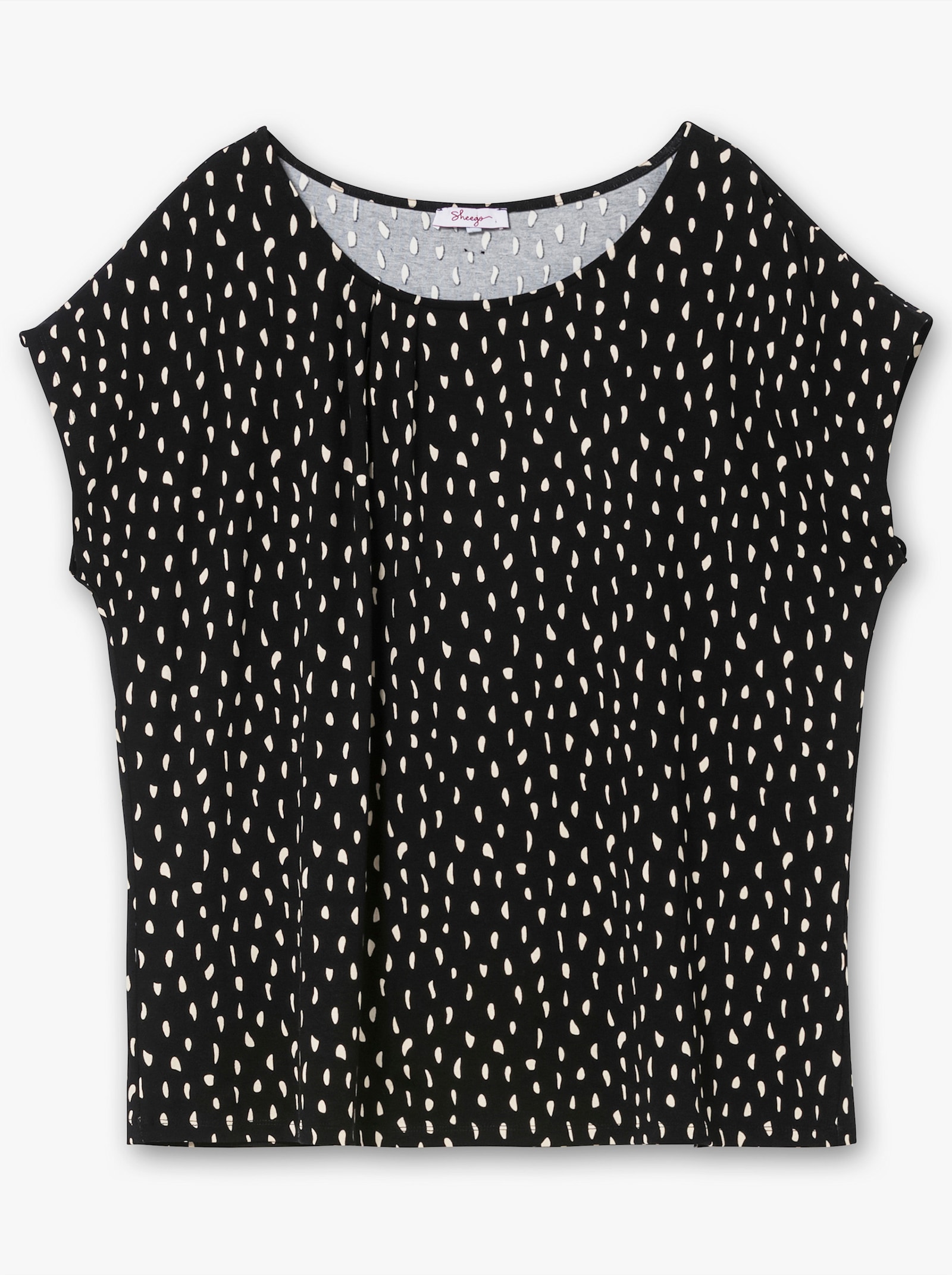 sheego Kurzarmshirt mit grafischem Minimalprint - schwarz-gemustert