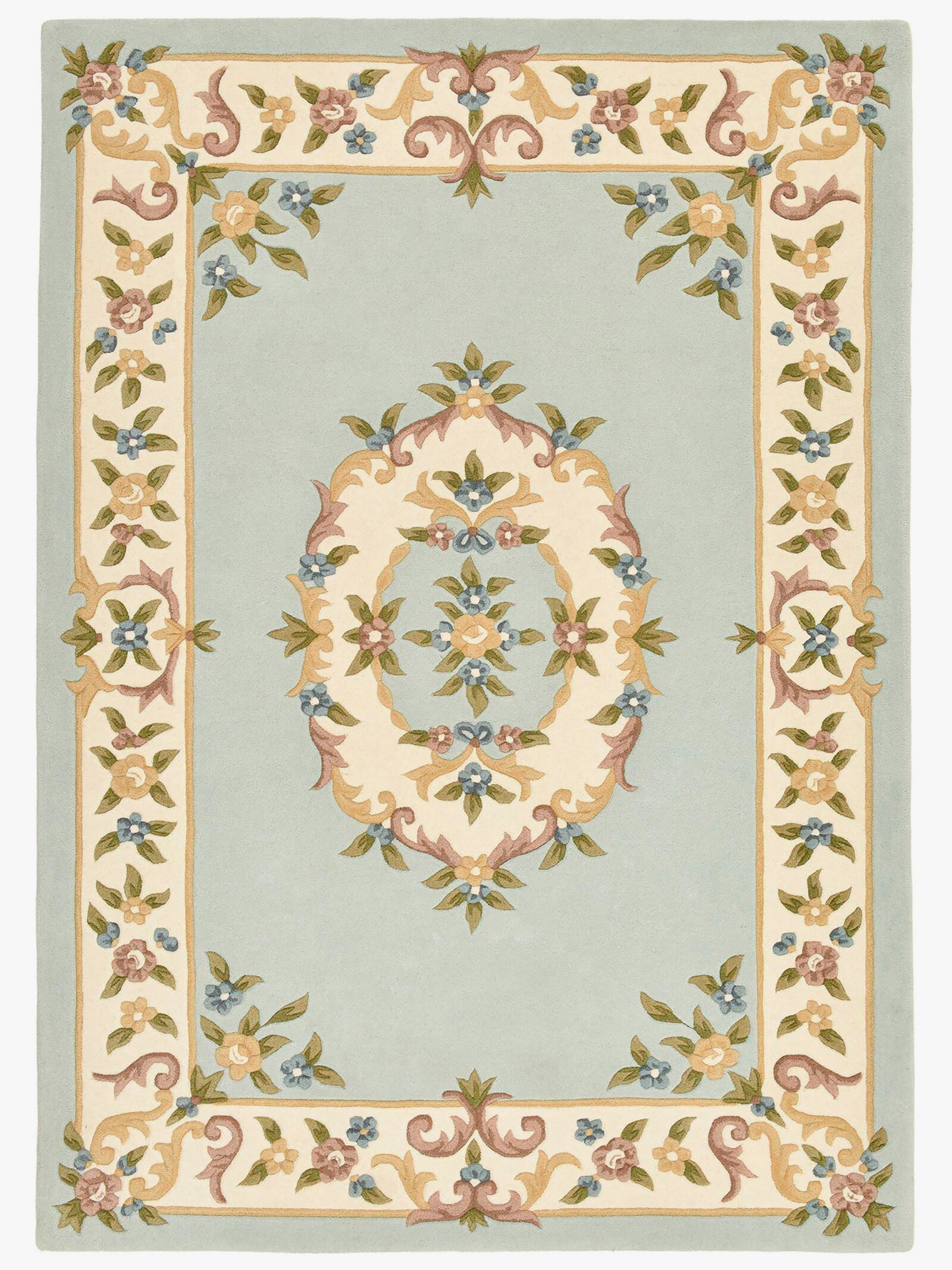 Theko Teppich - hellblau-gemustert