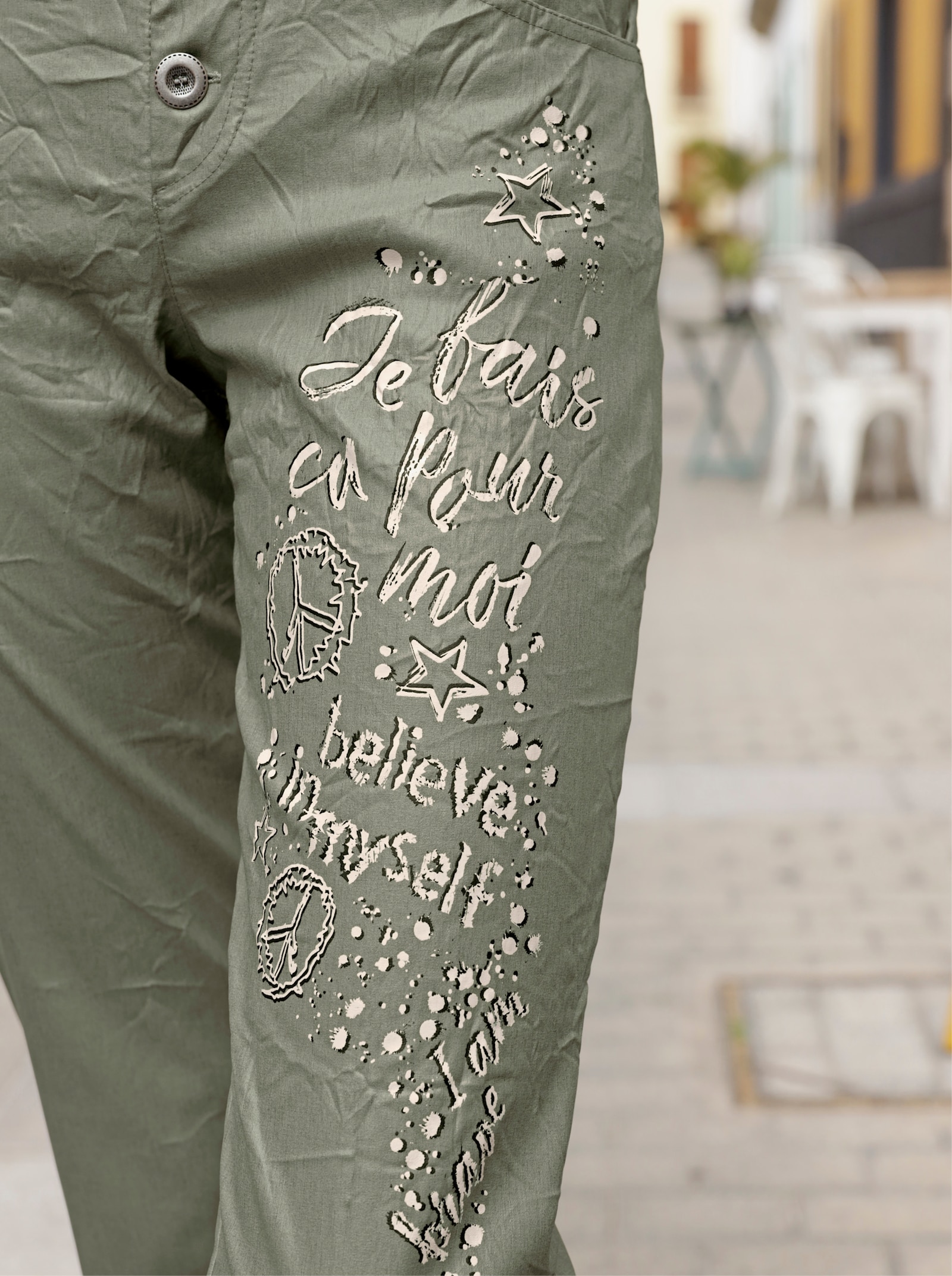 heine Bengalinhose mit Crinkle-Effekt - khaki