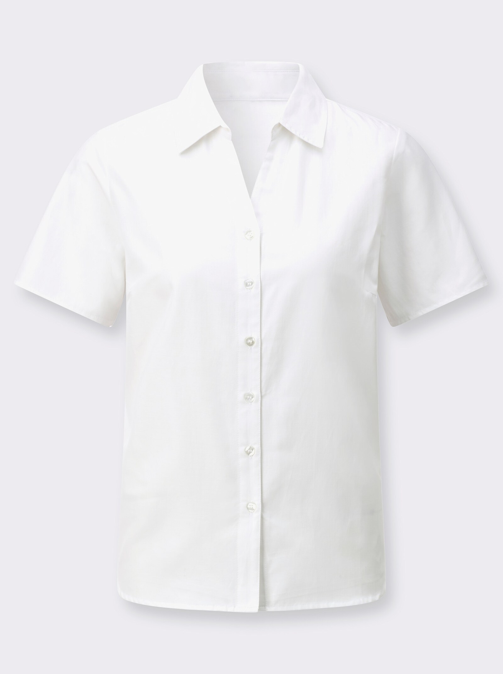 Kurzarmbluse mit weitegebender Kellerfalte - ecru