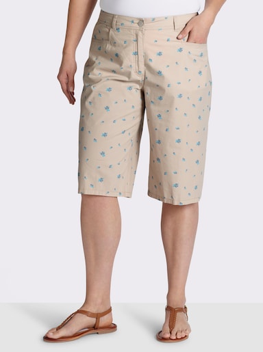sheego Bermudas mit Minimalprint - elfenbein-bleu-bedruckt