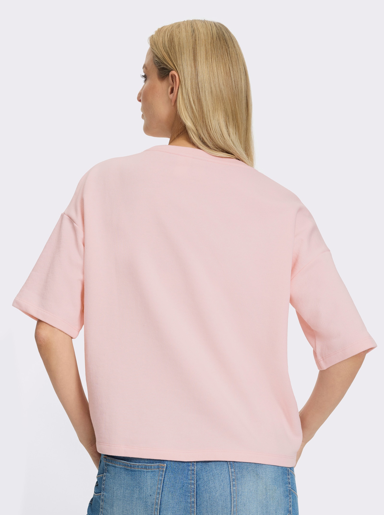 heine Sweatshirt mit gesticktem Schriftzug - hellrosé