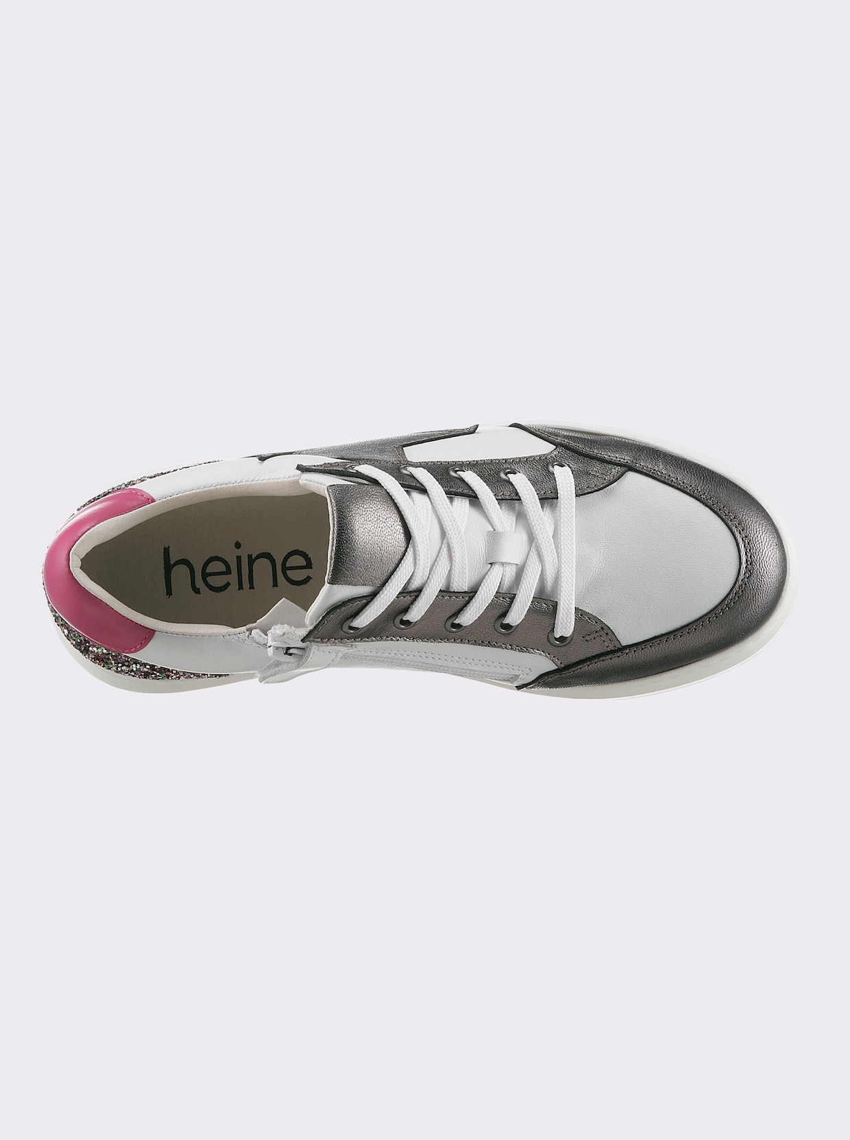 heine Sneaker - wit/antraciet gedessineerd