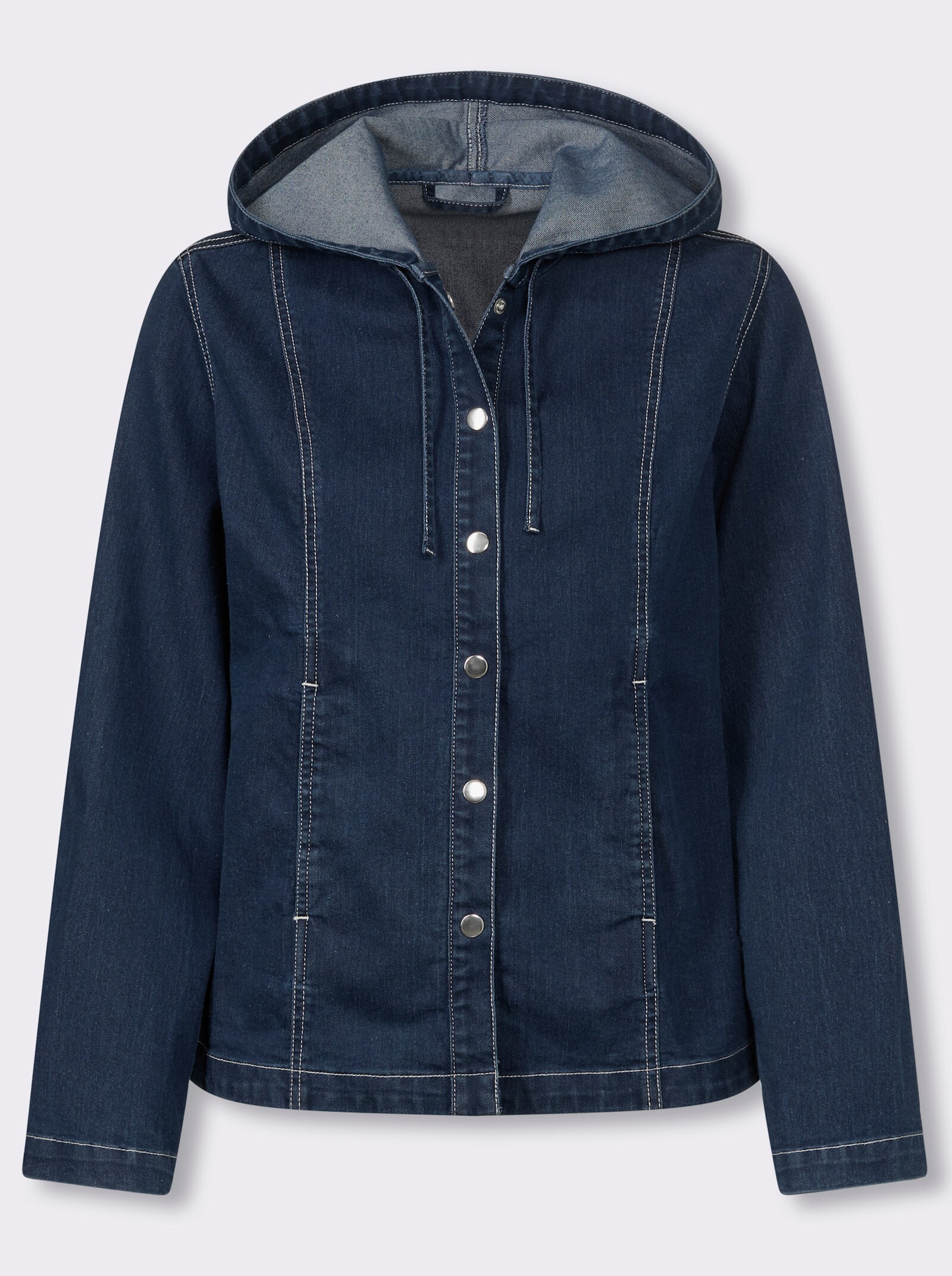 Jeansjacke mit Kapuze - blue-stone-washed