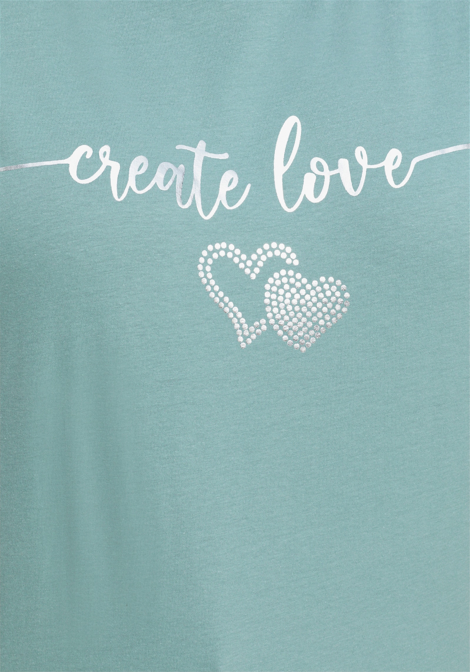 Rundhalsshirt mit Ärmel-Aufschlag - jade