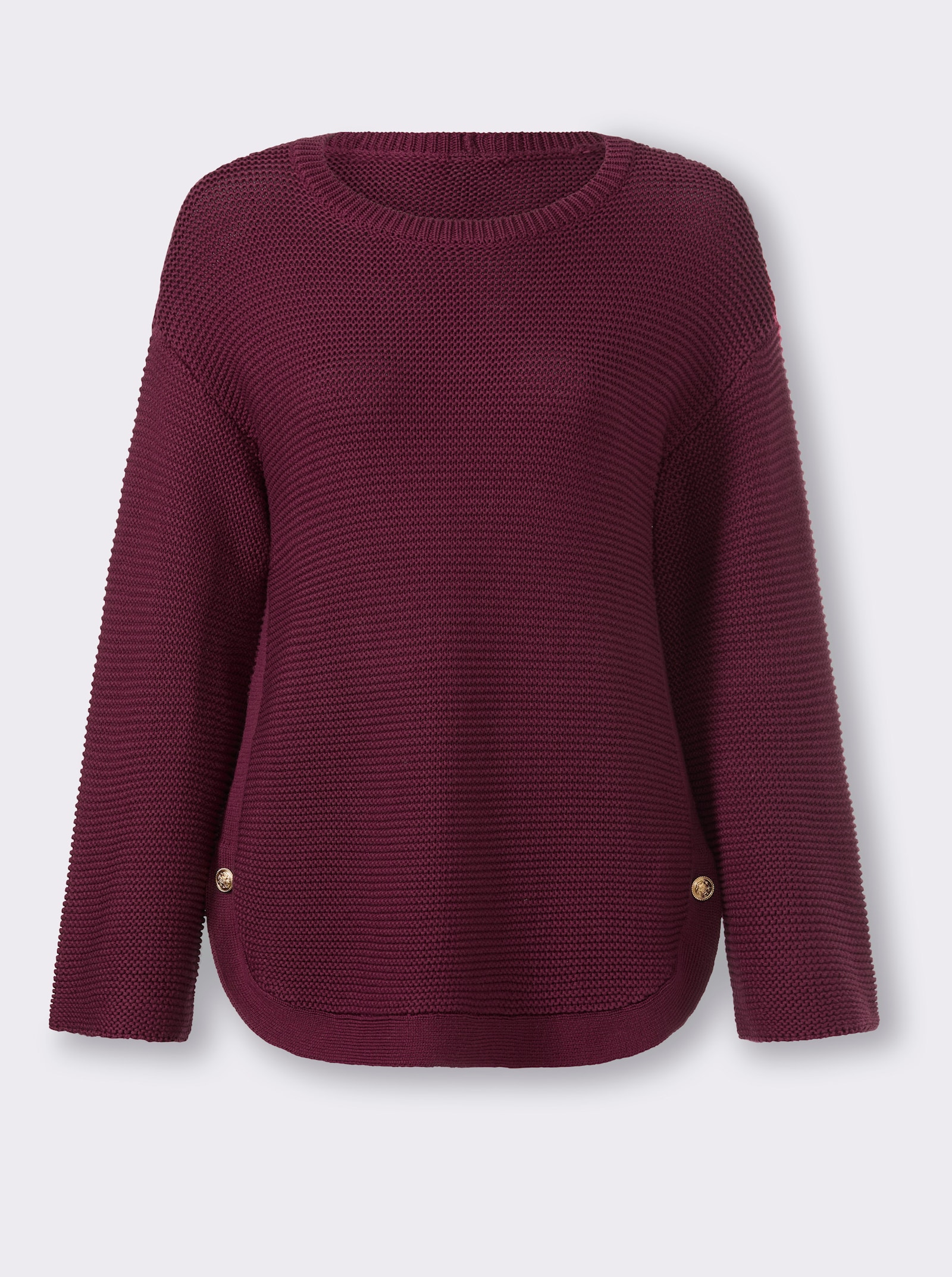heine Langarm-Pullover mit Seitenschlitzen - bordeaux