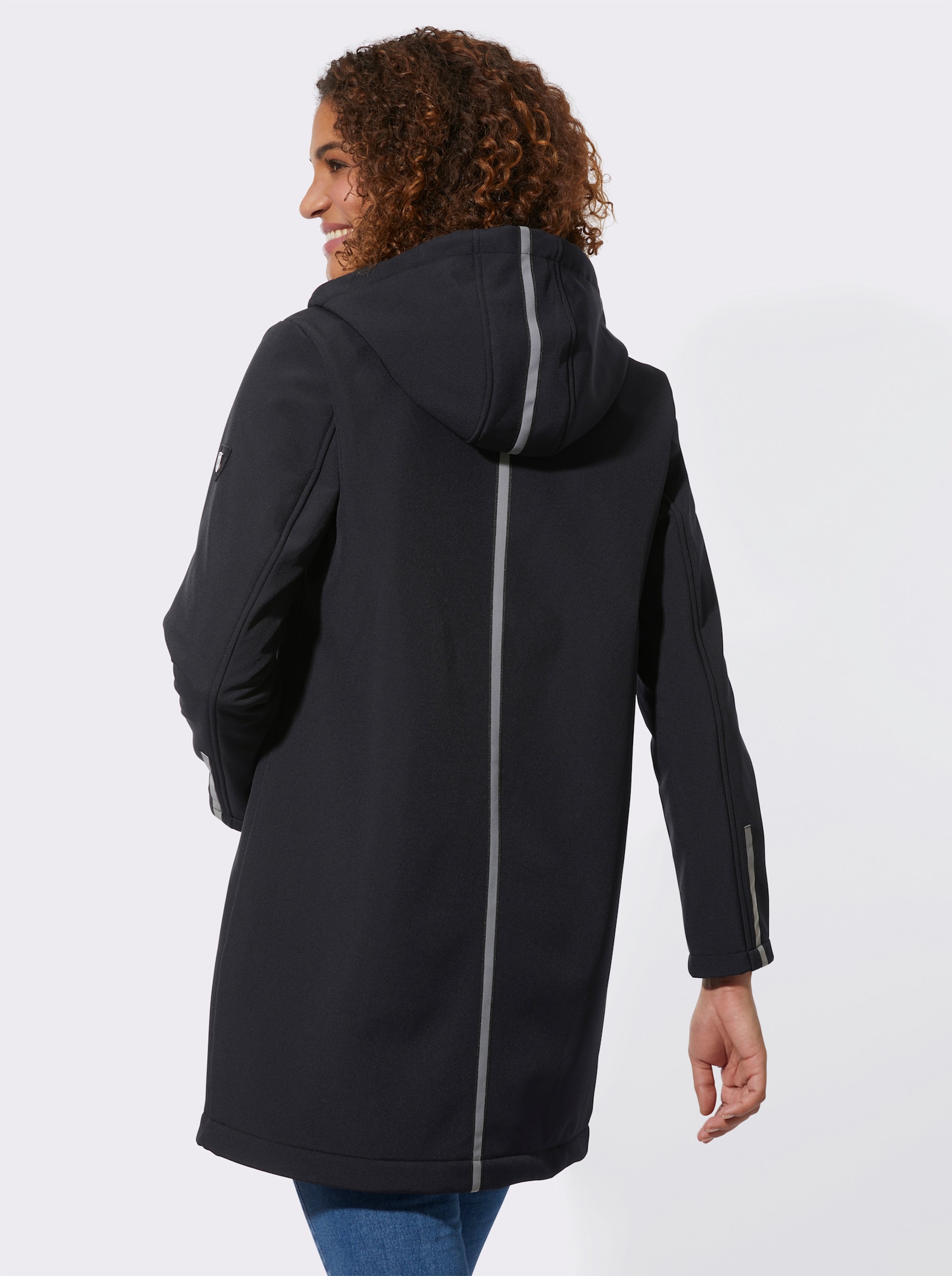 Softshelljacke mit reflektierenden Streifen - schwarz