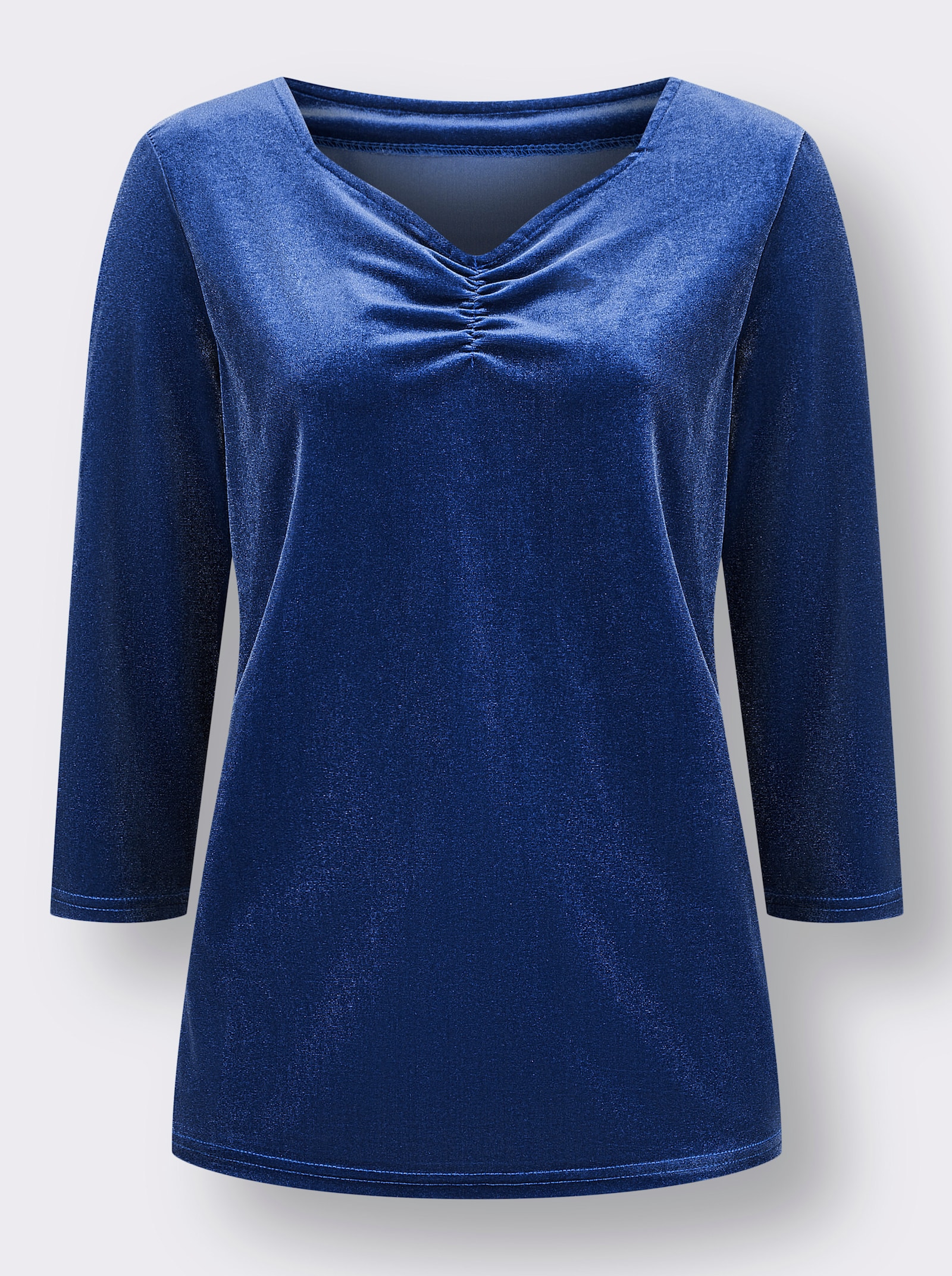 3/4-Arm-Shirt aus Samt - royalblau