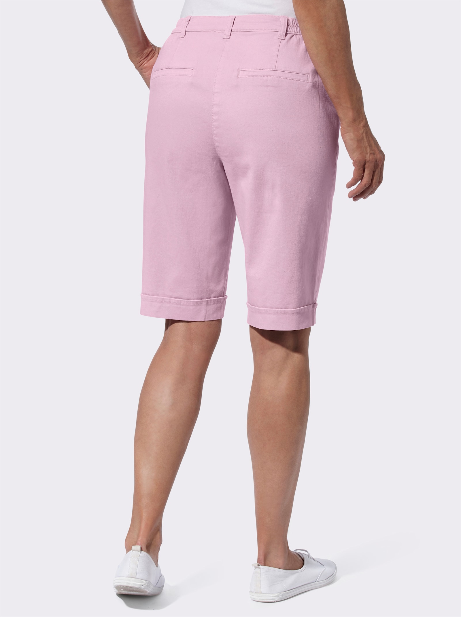 Jeansbermudas mit Dehnbund hinten - rosé