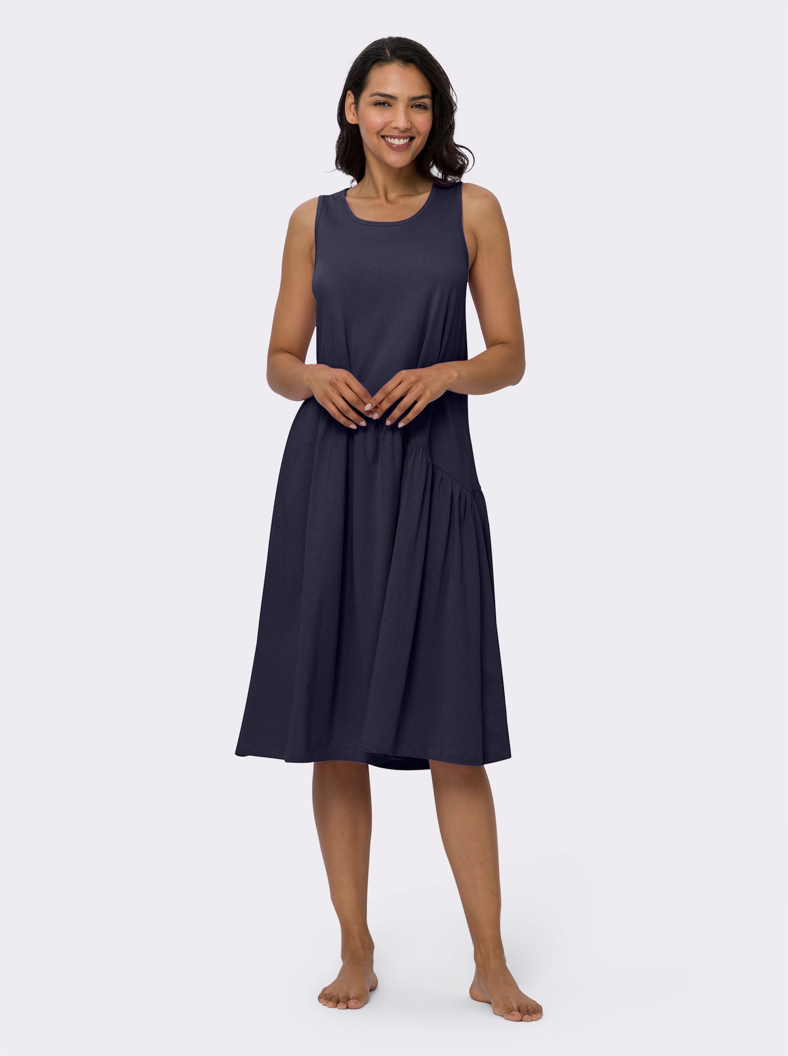 Sommerkleid mit Volant am Saum - marine