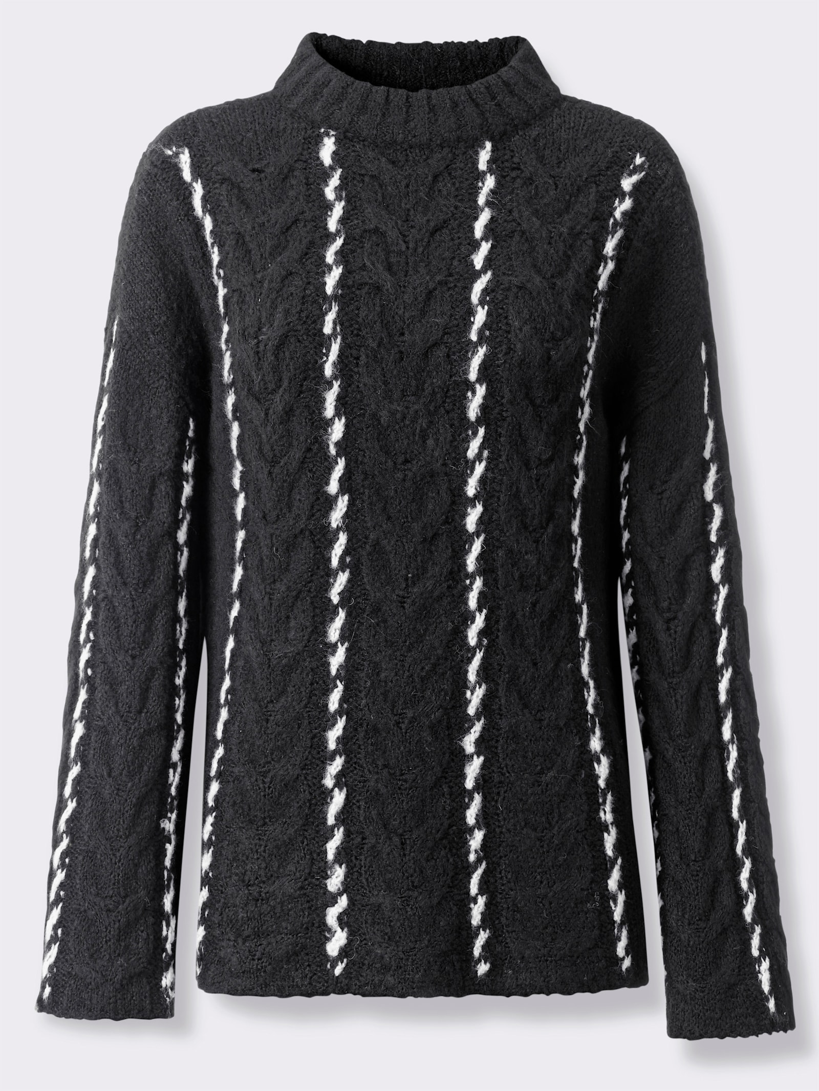 heine Strickpullover mit Zopfmuster - schwarz