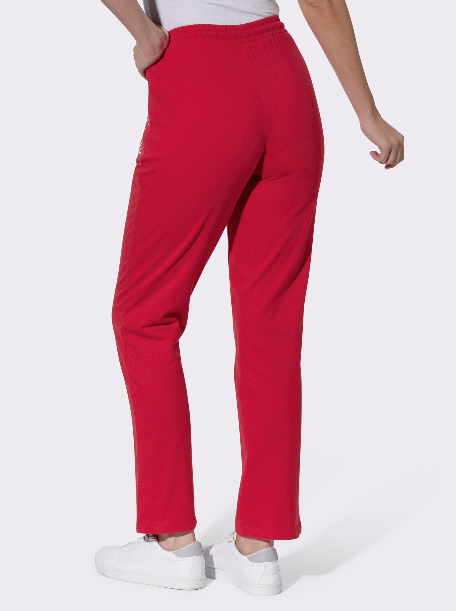 Freizeithose mit Ziersteinchen - rot