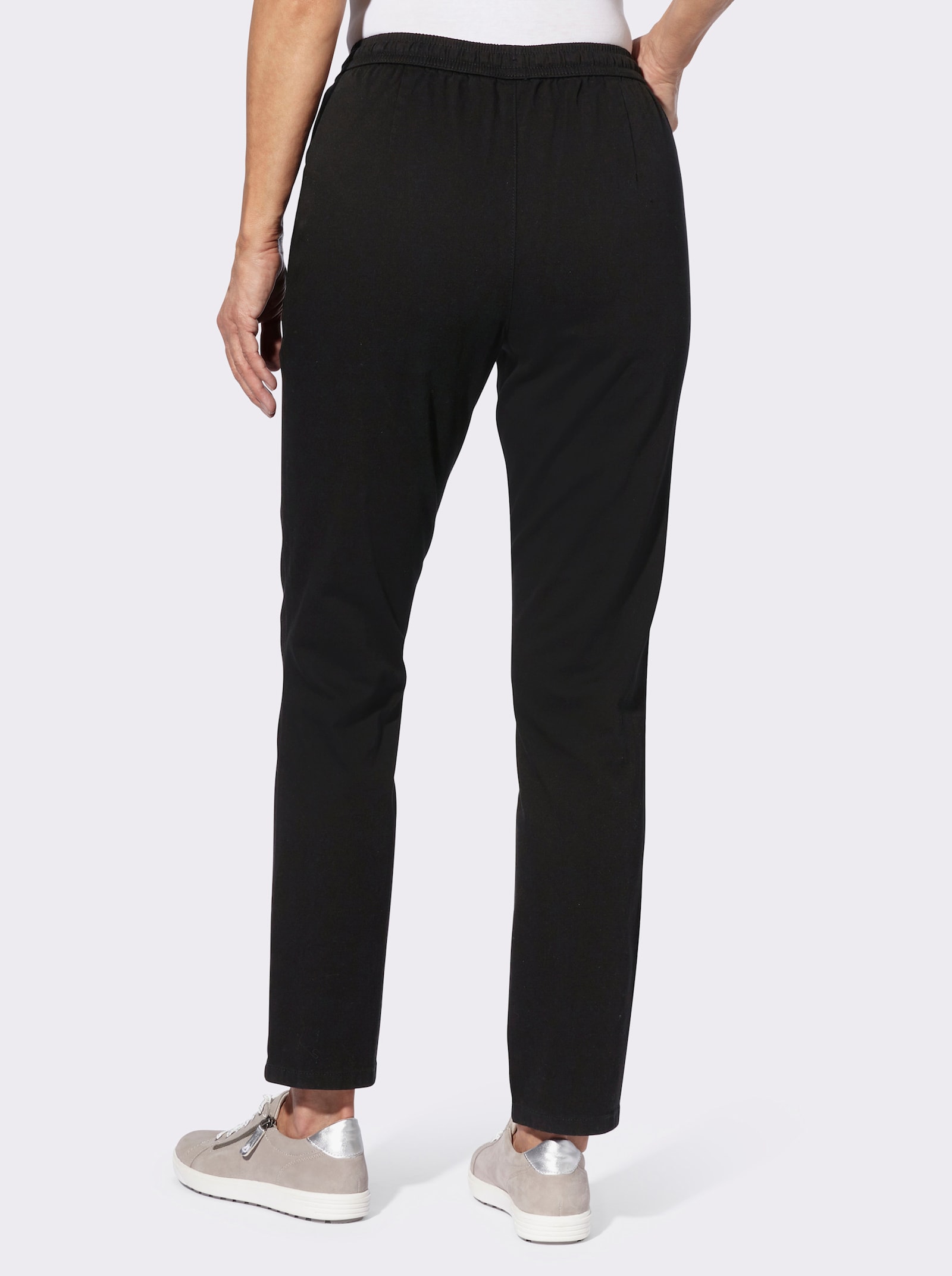 Comfortbroek met bedrukte bindceintuur - zwart