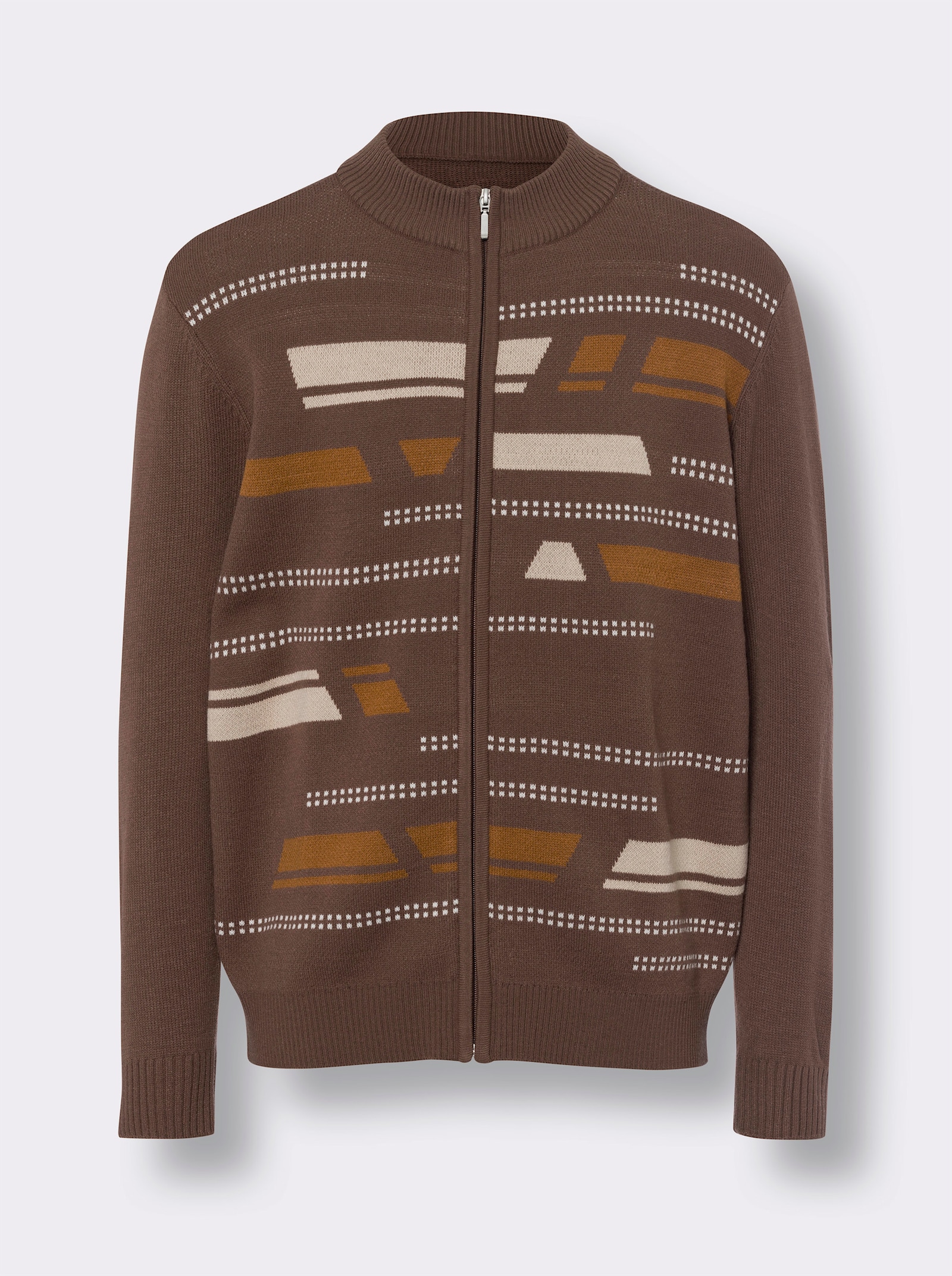 Strickjacke mit grafischem Muster - schoko-gemustert