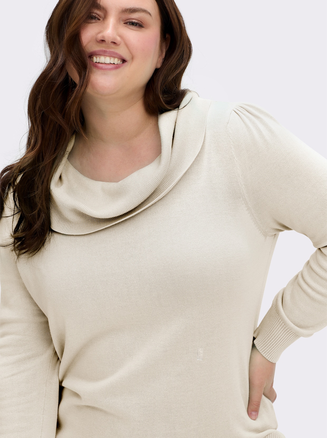 Wasserfallpullover im Baumwoll-Viskose-Mix - wollweiß