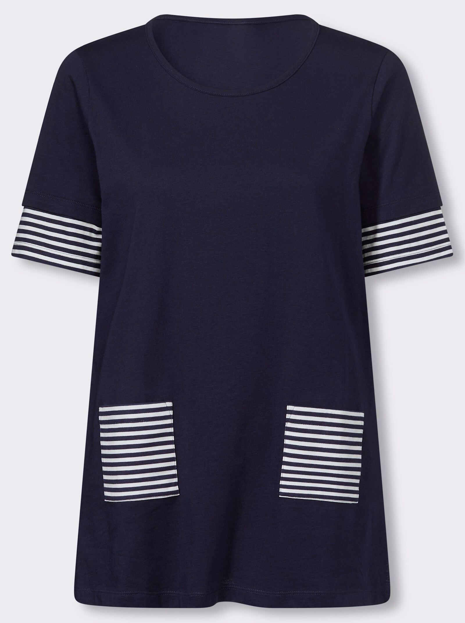 Longshirt mit Seitenschlitzen - marine