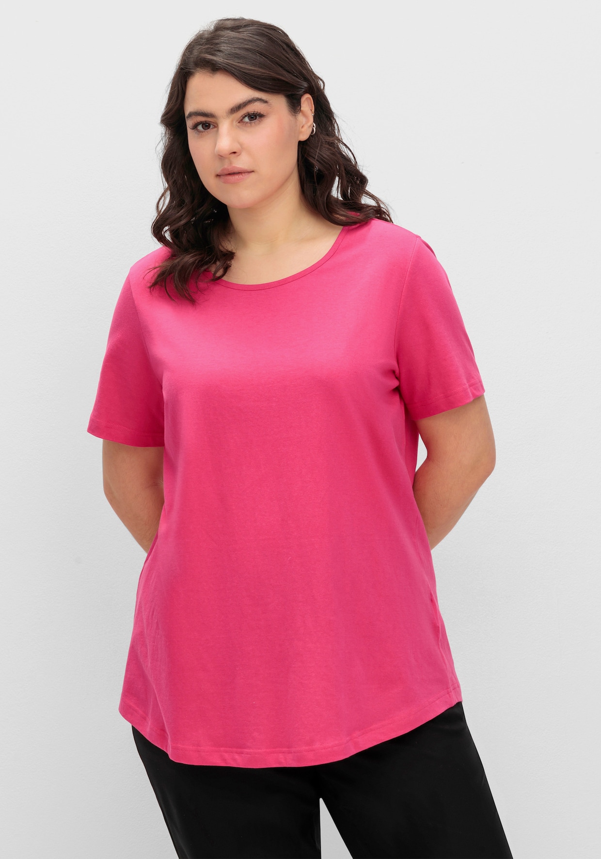 Longshirt - royalblau + pink
