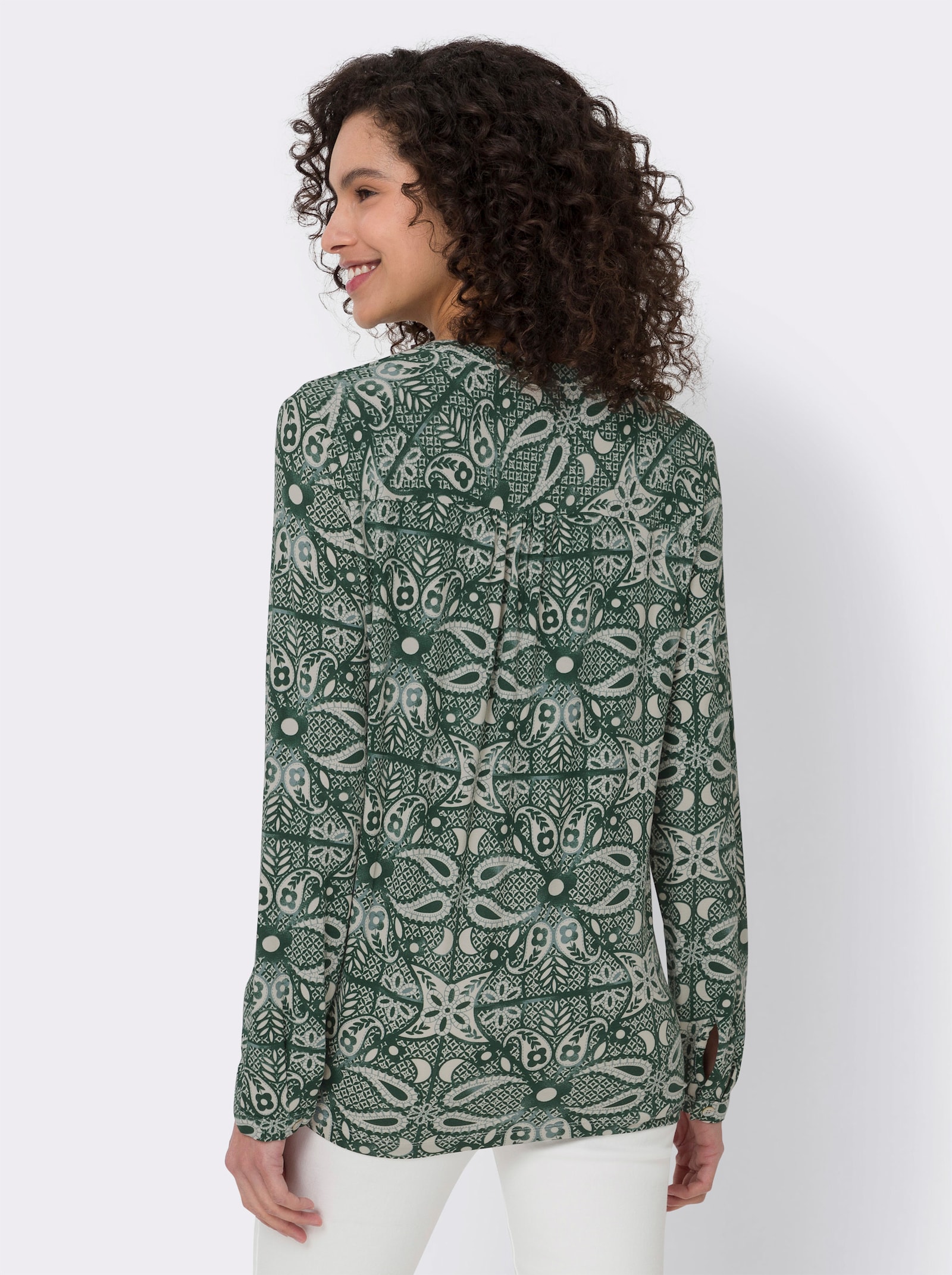 heine Druckbluse mit Paisley-Blumen-Print - moos-champagner-bedruckt