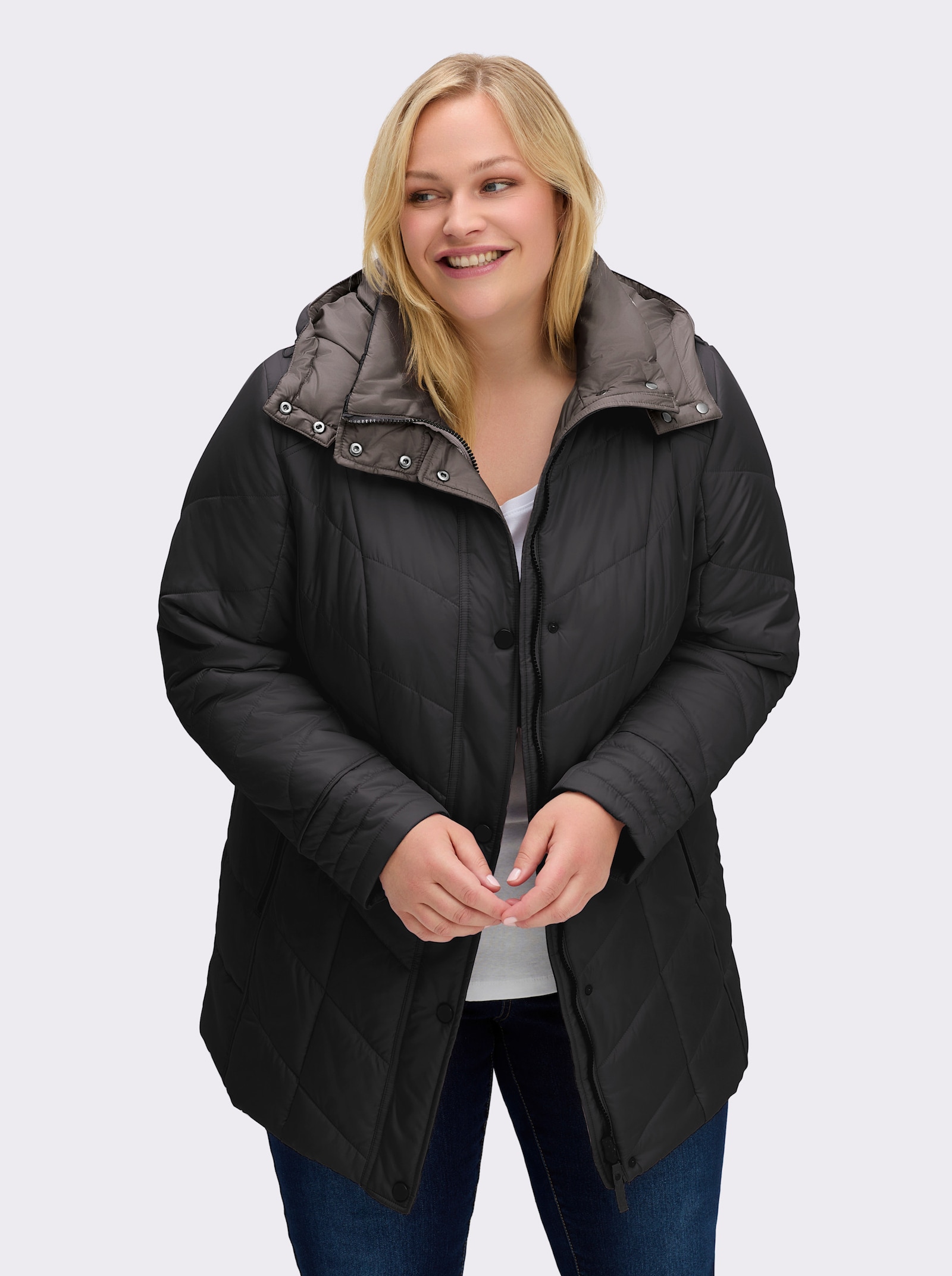 Steppjacke in Microfaser-Qualität, pflegeleicht - schwarz