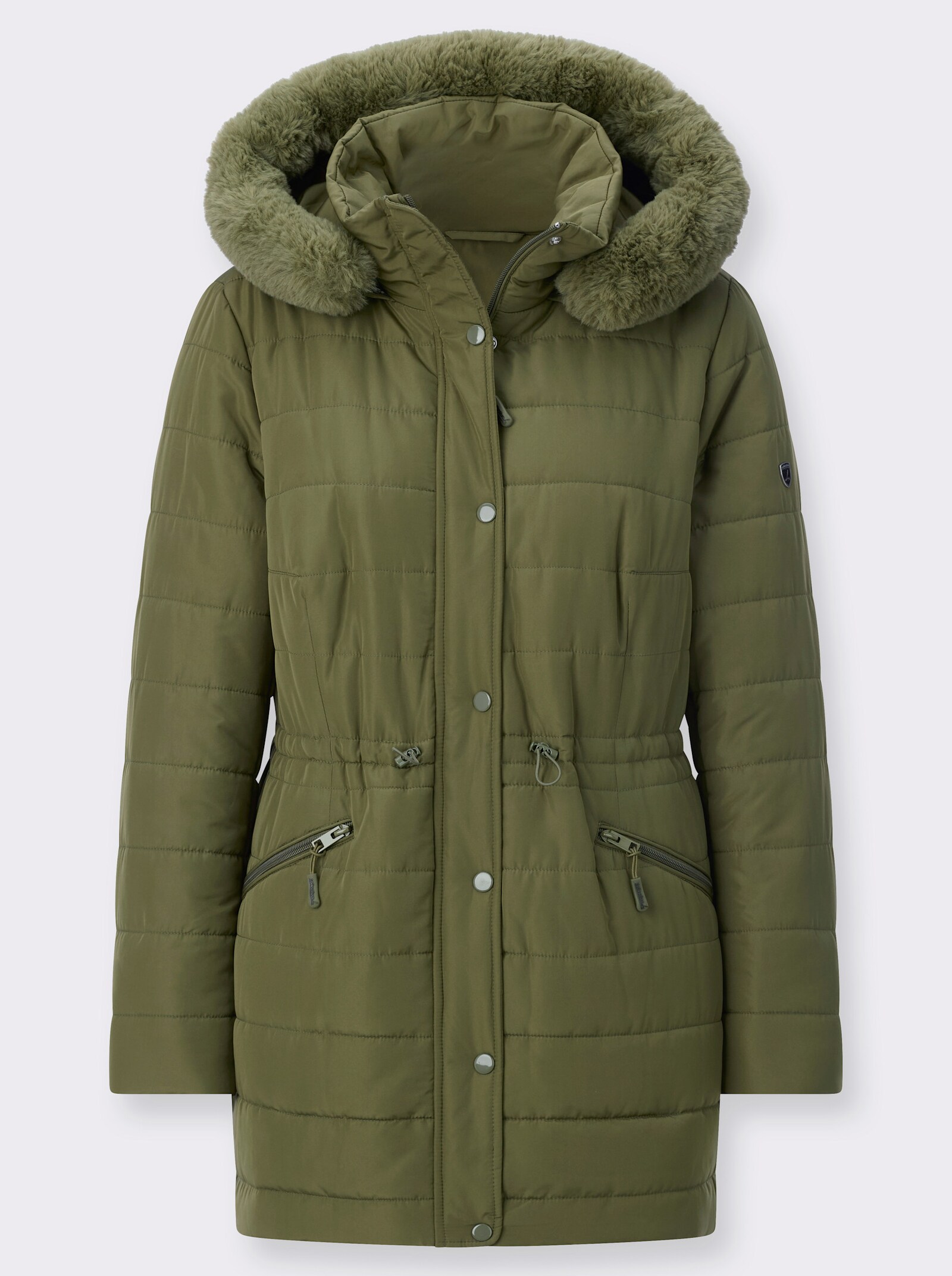 Steppjacke mit verdecktem Reißverschluss - oliv
