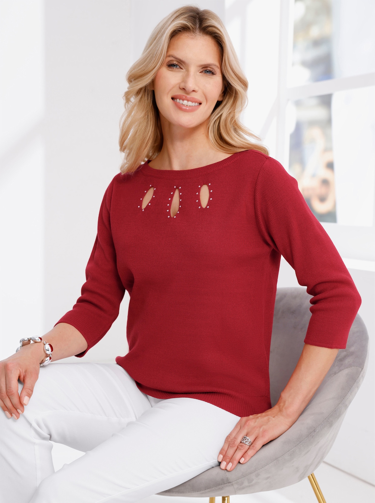 3/4 Arm-Pullover - rot