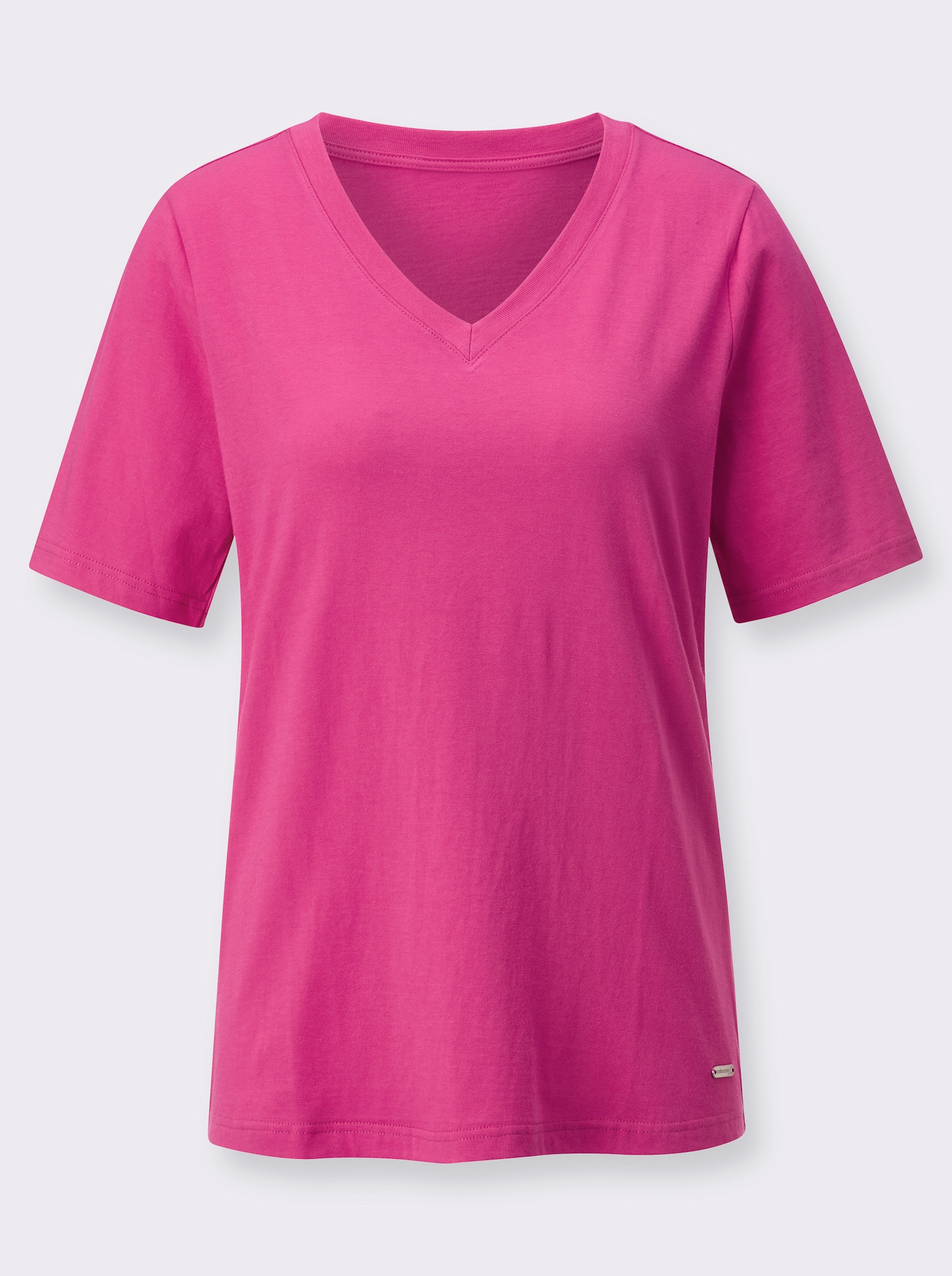 Shirt met korte mouwen en V-hals - fuchsia