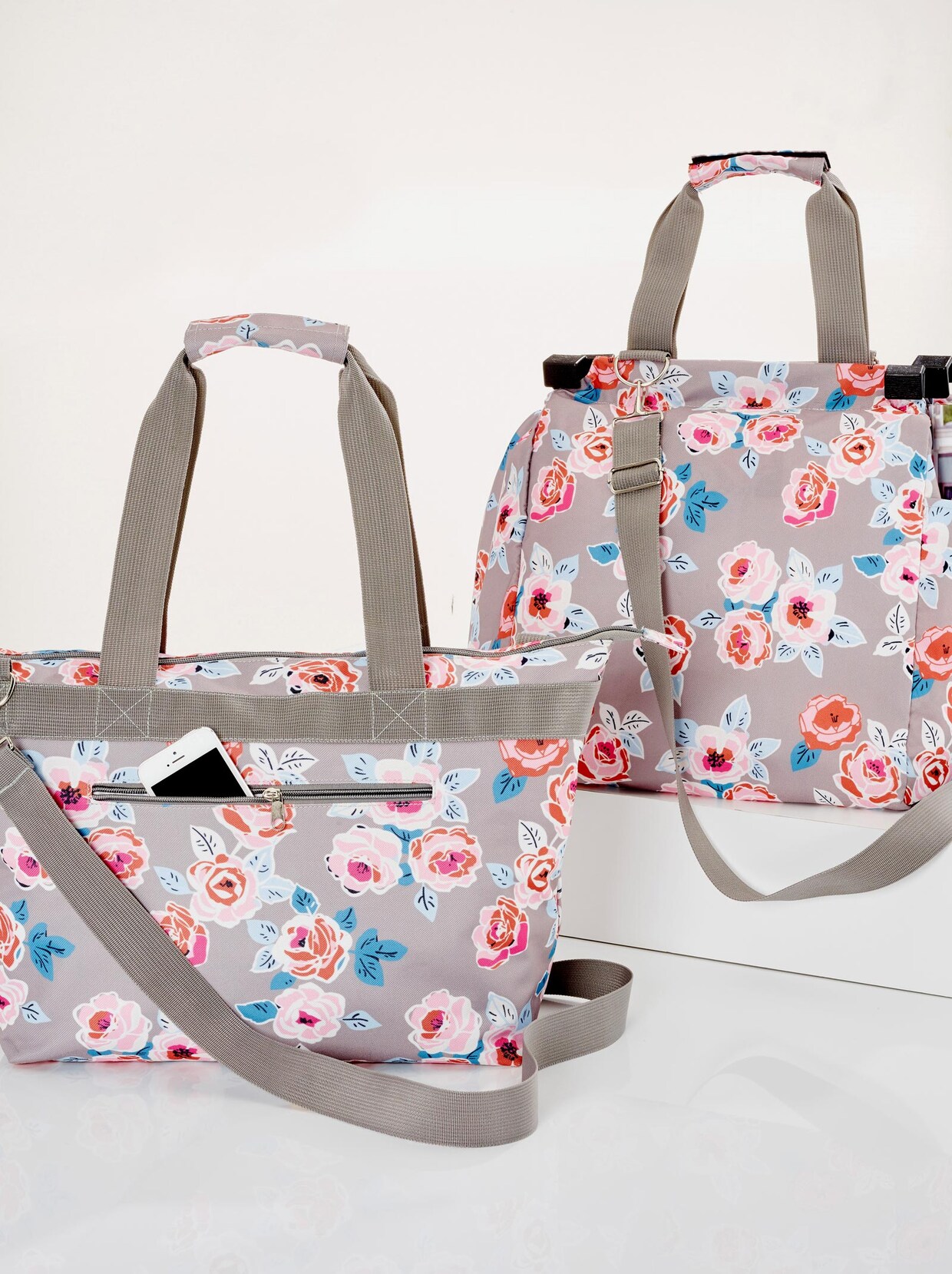 Taschen-Set - grau-gemustert