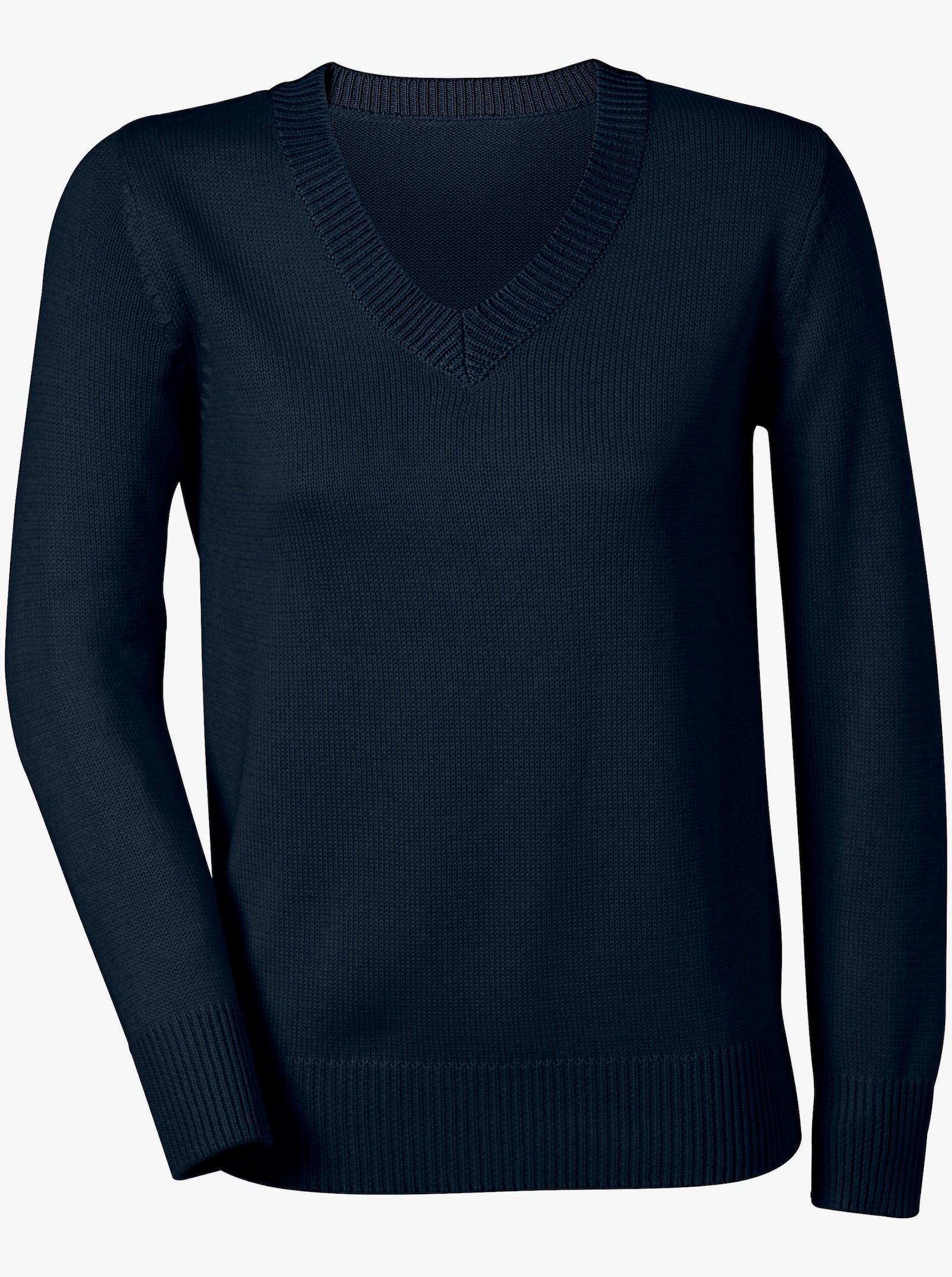Pullover met V-hals en katoen - marine