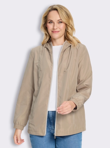 Jacke mit Teilungsnähten und Kapuze - beige