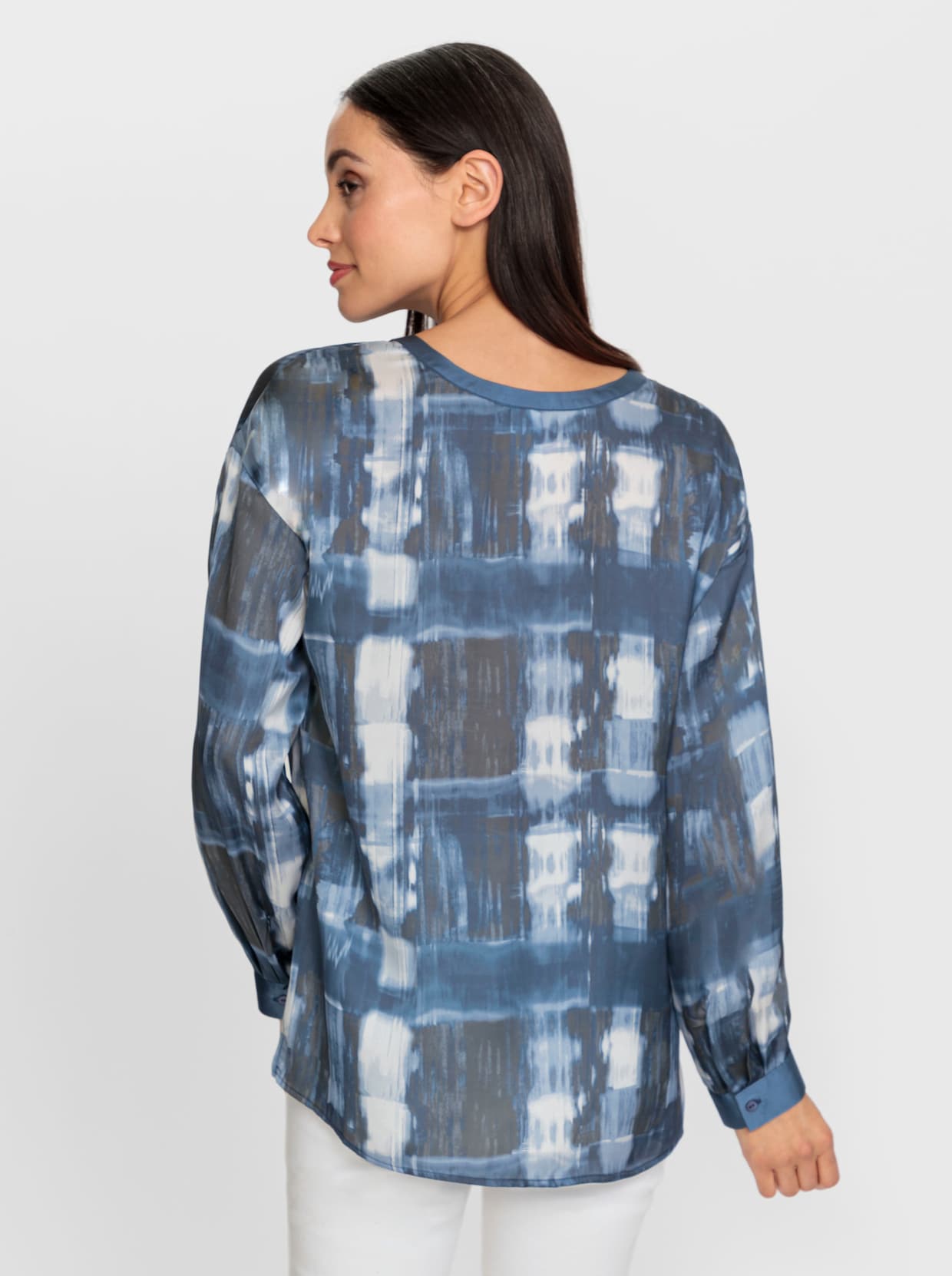 heine Blouse met lange mouwen - rookblauw/antraciet bedrukt
