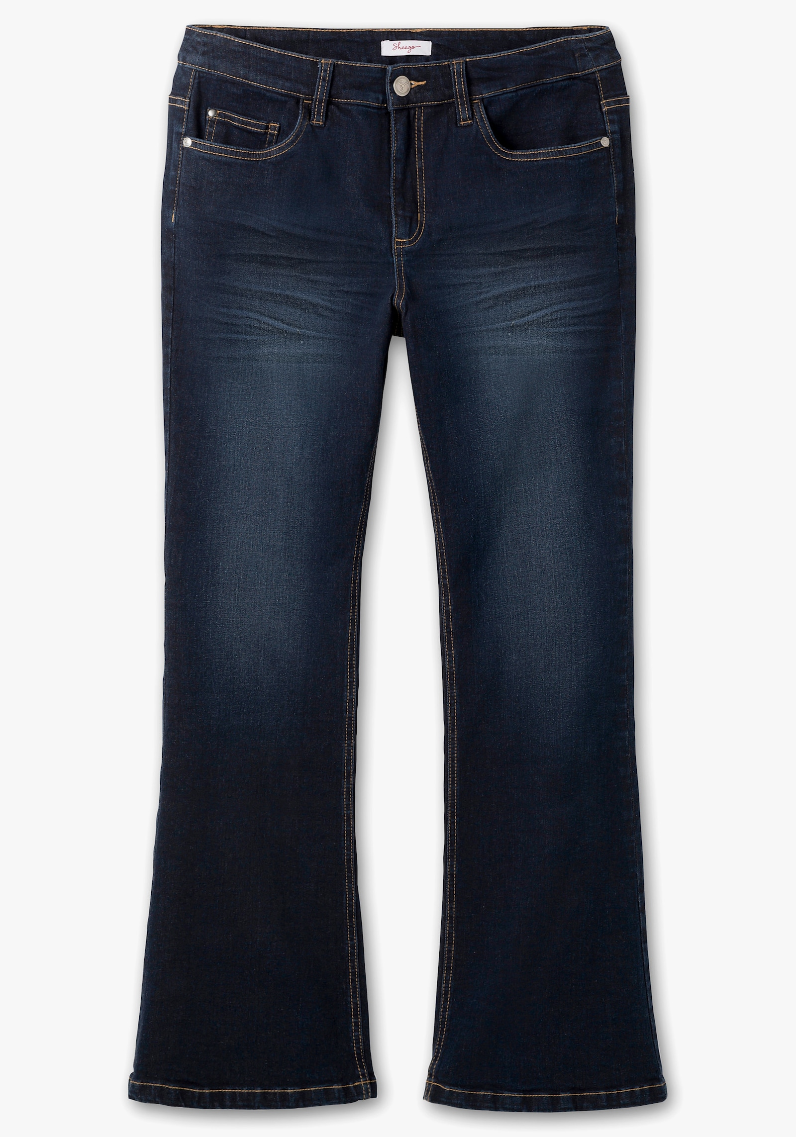 sheego Bootcut jeans met 3D-catfaces - dark blue denim