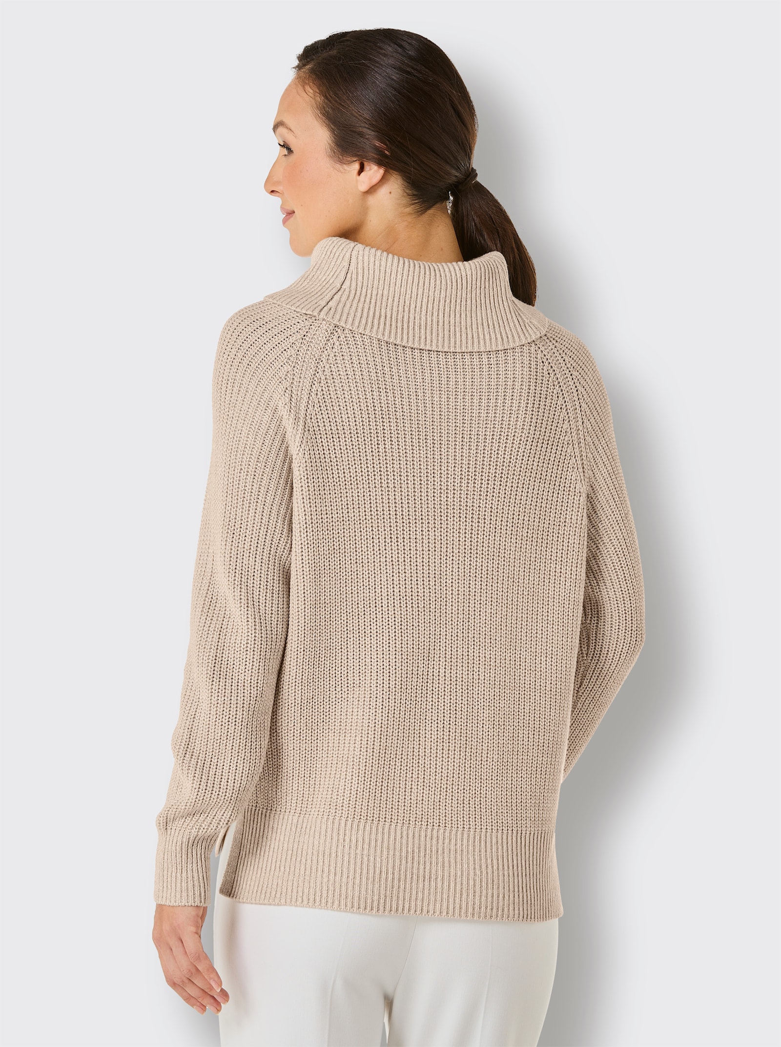 CREATION L PREMIUM Rollkragenpullover mit Raglan-Ärmel - beige-champagner-meliert