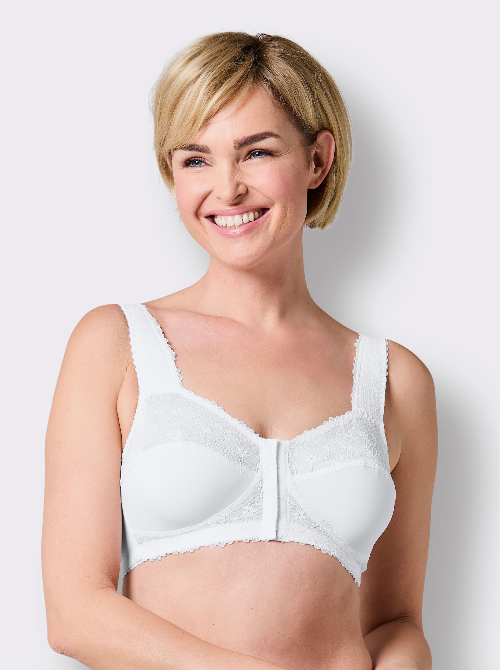 wäschepur Vorderverschluss-BH ohne Bügel - weiß