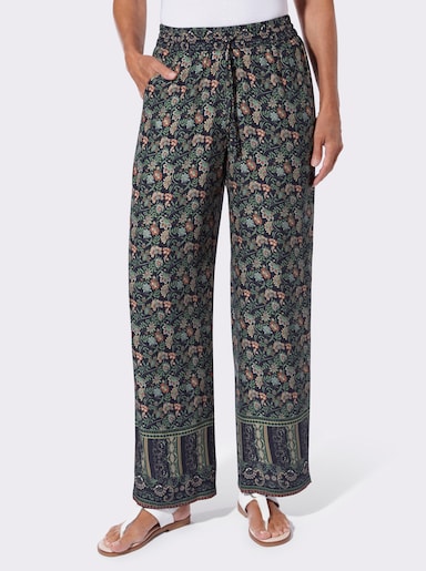 Schlupfhose - marine-eucalyptus-bedruckt