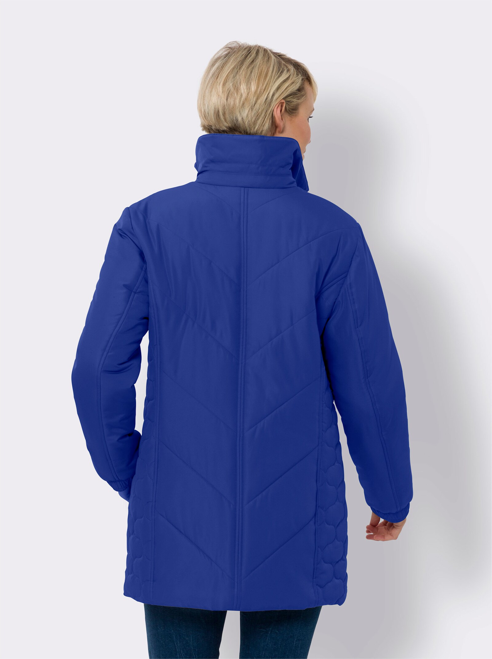 Prešívaná bunda s elastickými zakončeniami rukávov - Kráľovská modrá