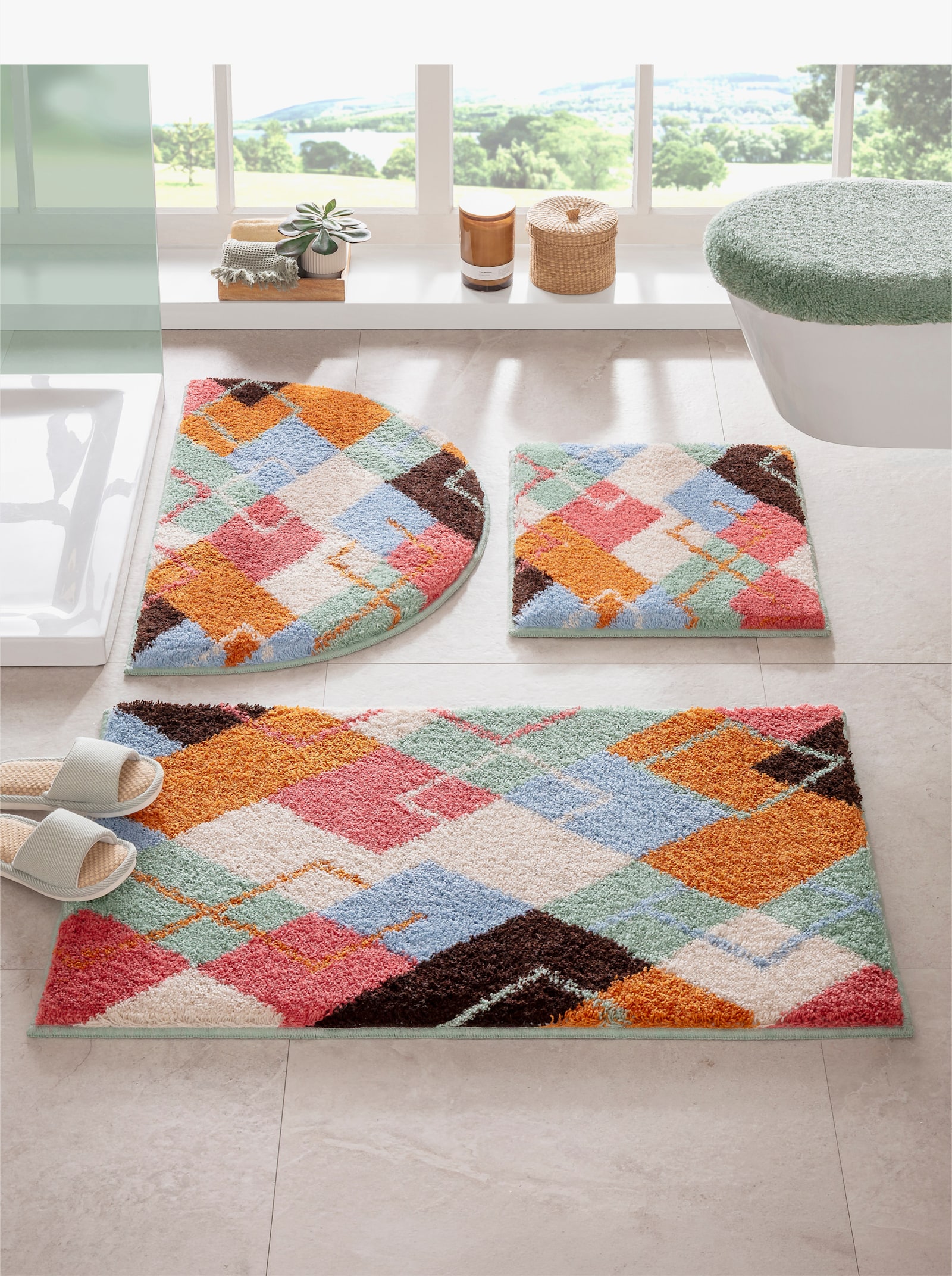 Grund Badematte - salbei-gemustert