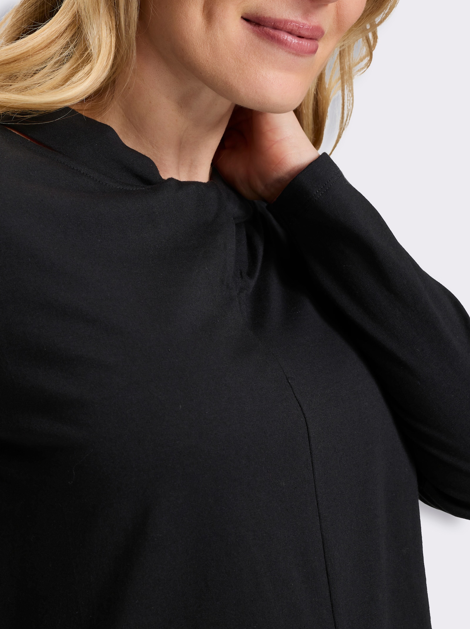 Langarmshirt mit Knoten-Detail - schwarz